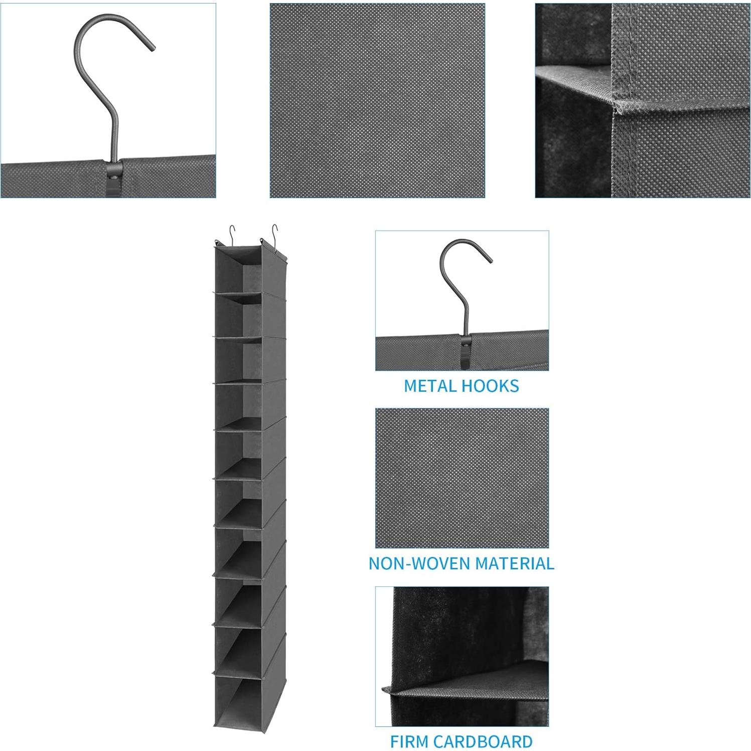 Organizador de Zapatos Colgante MAX Houser 10 Estantes Gris