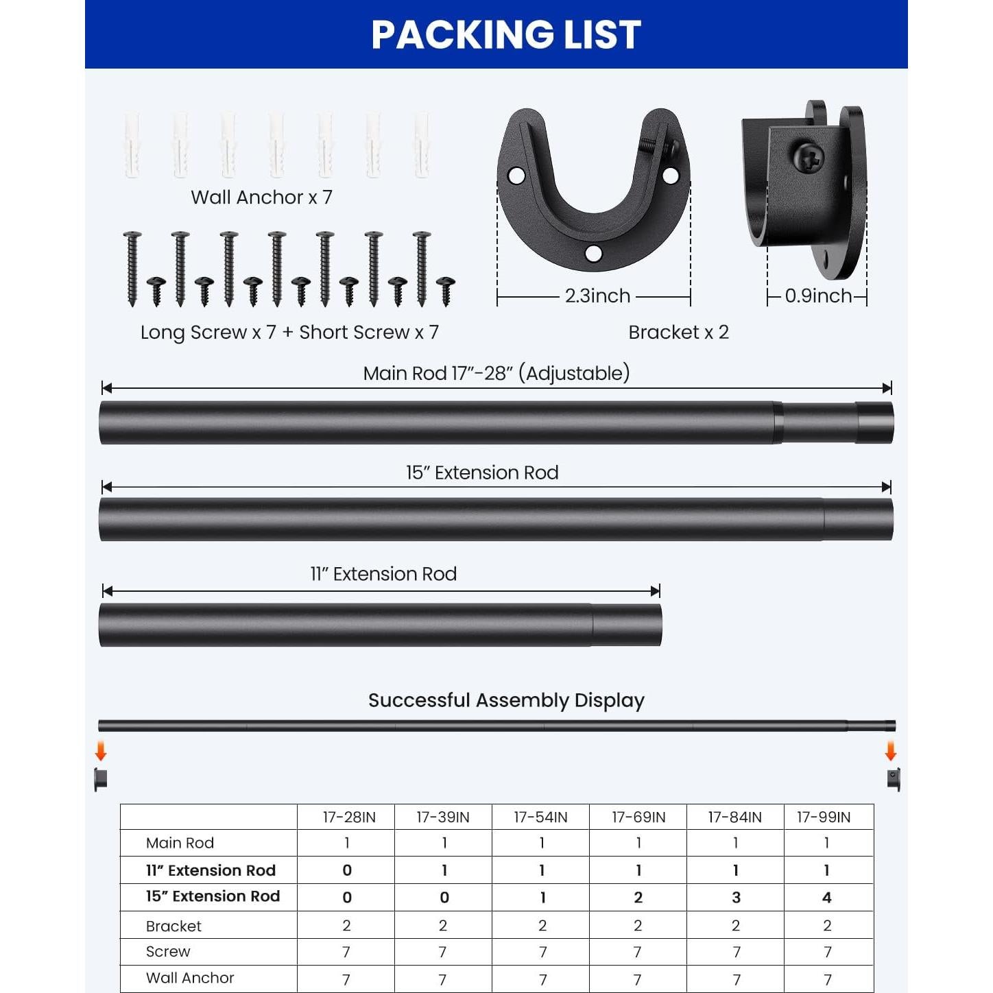 Barra de Closet Ajustable Supforce 17-84 Pulgadas Metal 30 kg