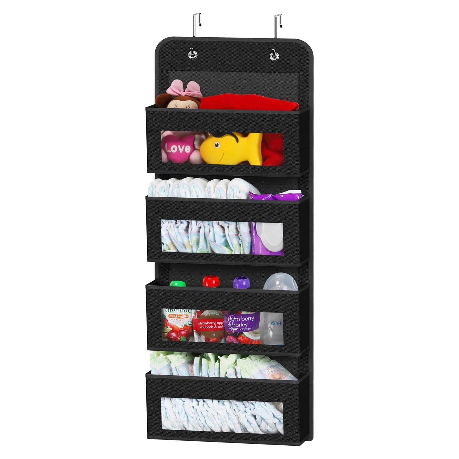 Organizador Colgante Simple Houseware 4 Bolsillos Transparente Negro