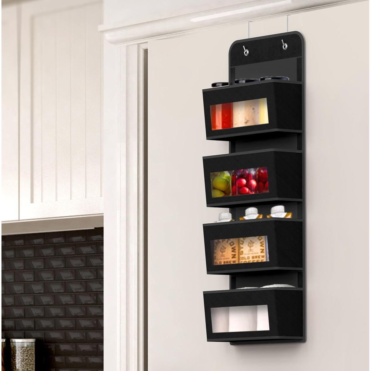 Organizador Colgante Simple Houseware 4 Bolsillos Transparente Negro