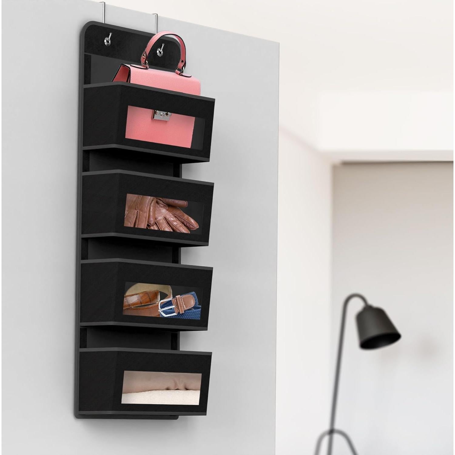 Organizador Colgante Simple Houseware 4 Bolsillos Transparente Negro