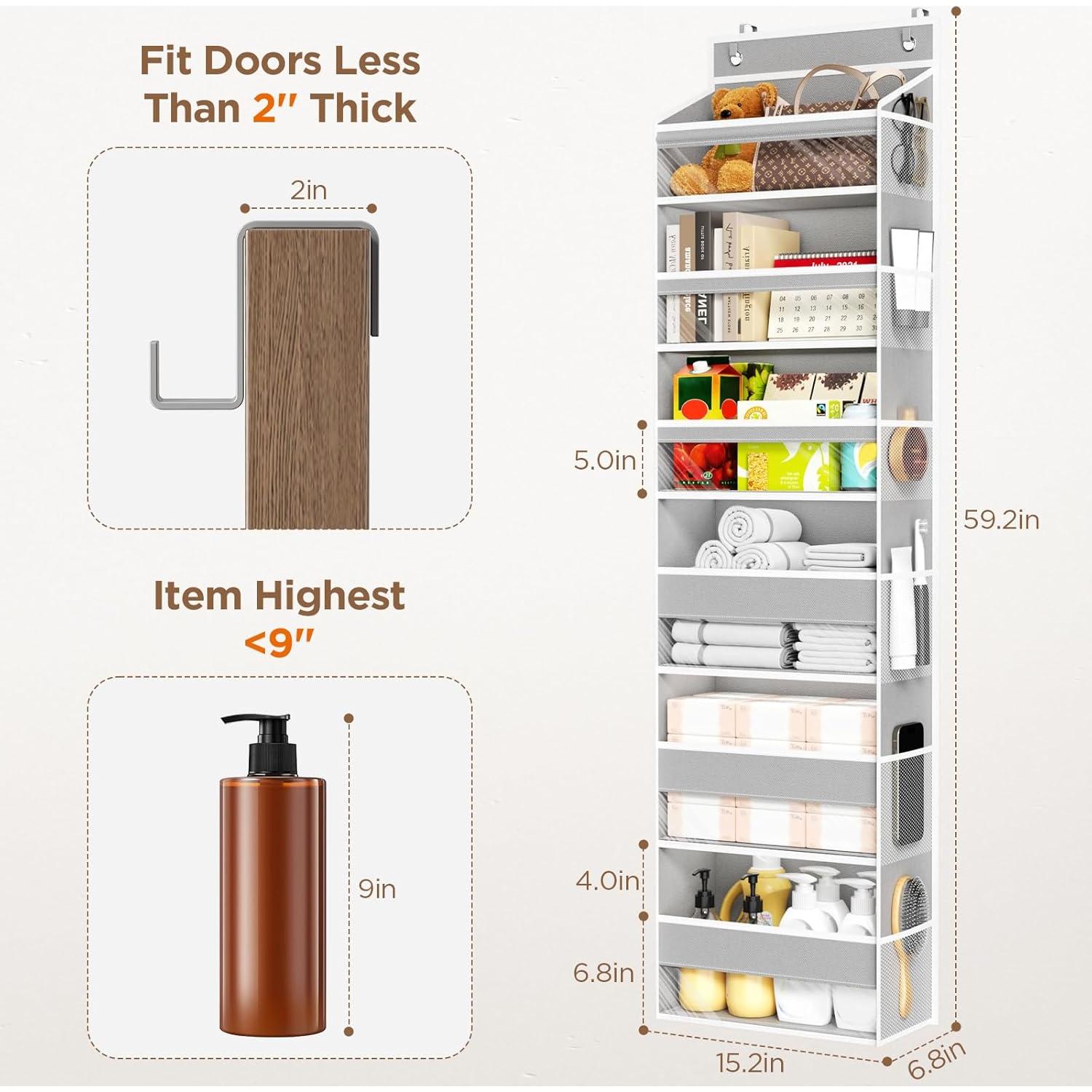 Organizador Colgante Mefirt 6 Estantes Gris para Puerta