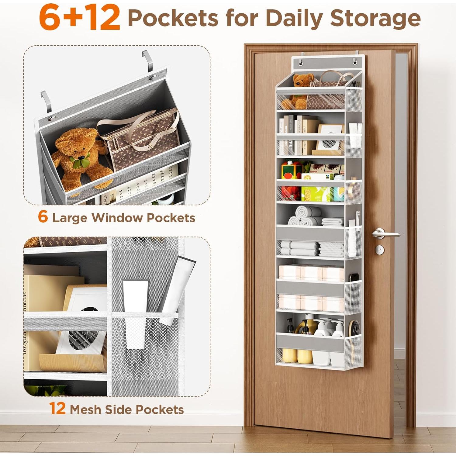 Organizador Colgante Mefirt 6 Estantes Gris para Puerta