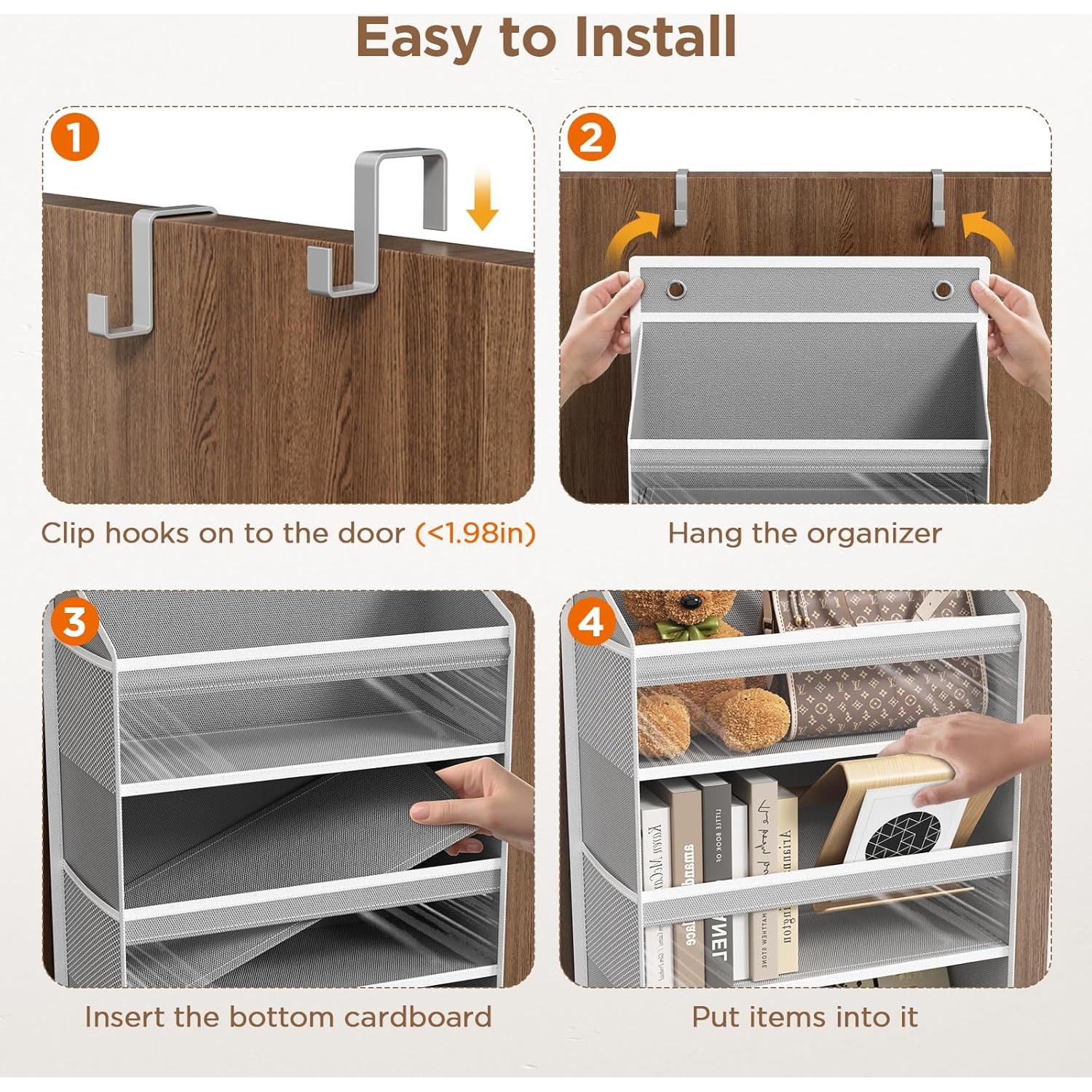 Organizador Colgante Mefirt 6 Estantes Gris para Puerta