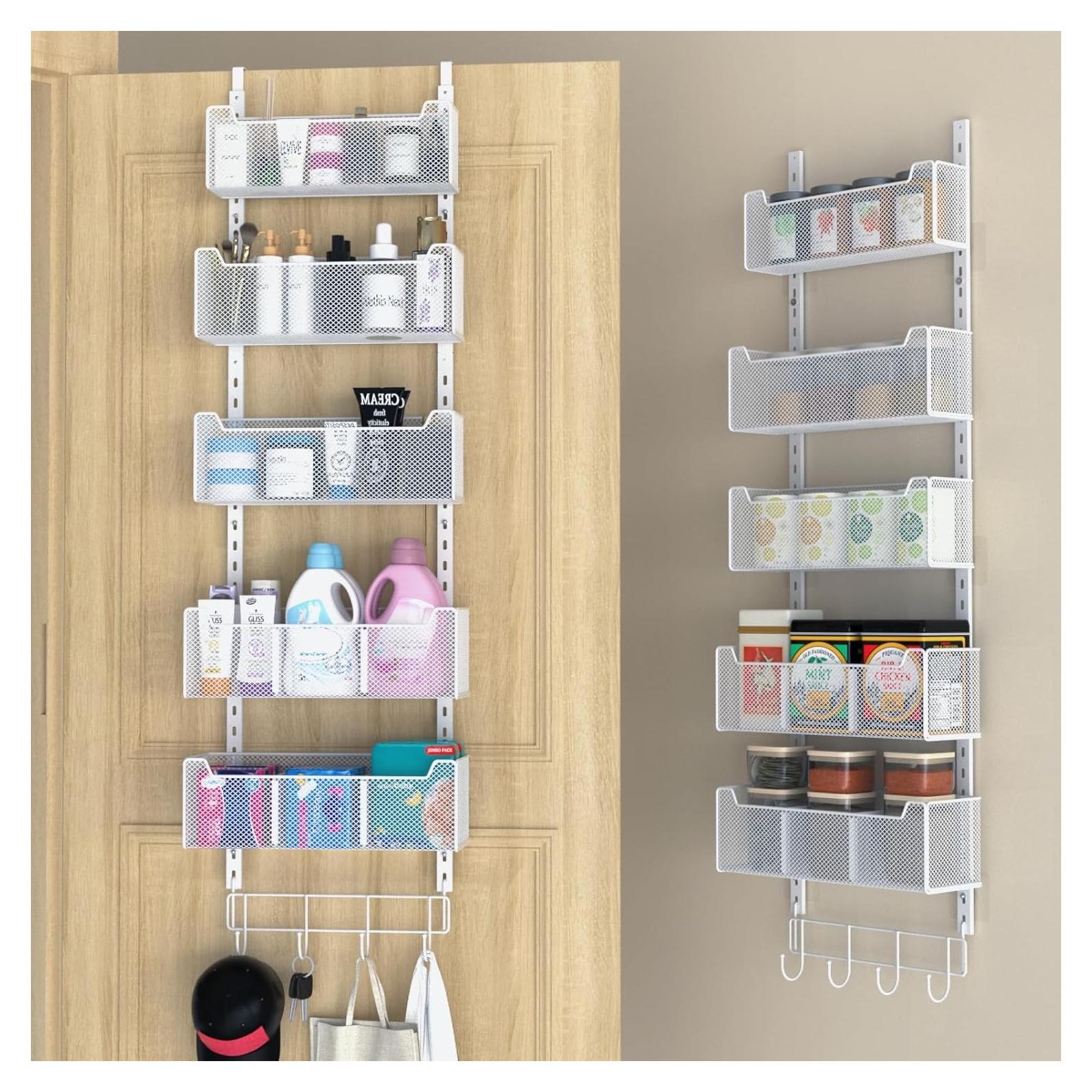 Organizador Sobre La Puerta VyGrow Metal 5 Cestas Ajustables Blanco