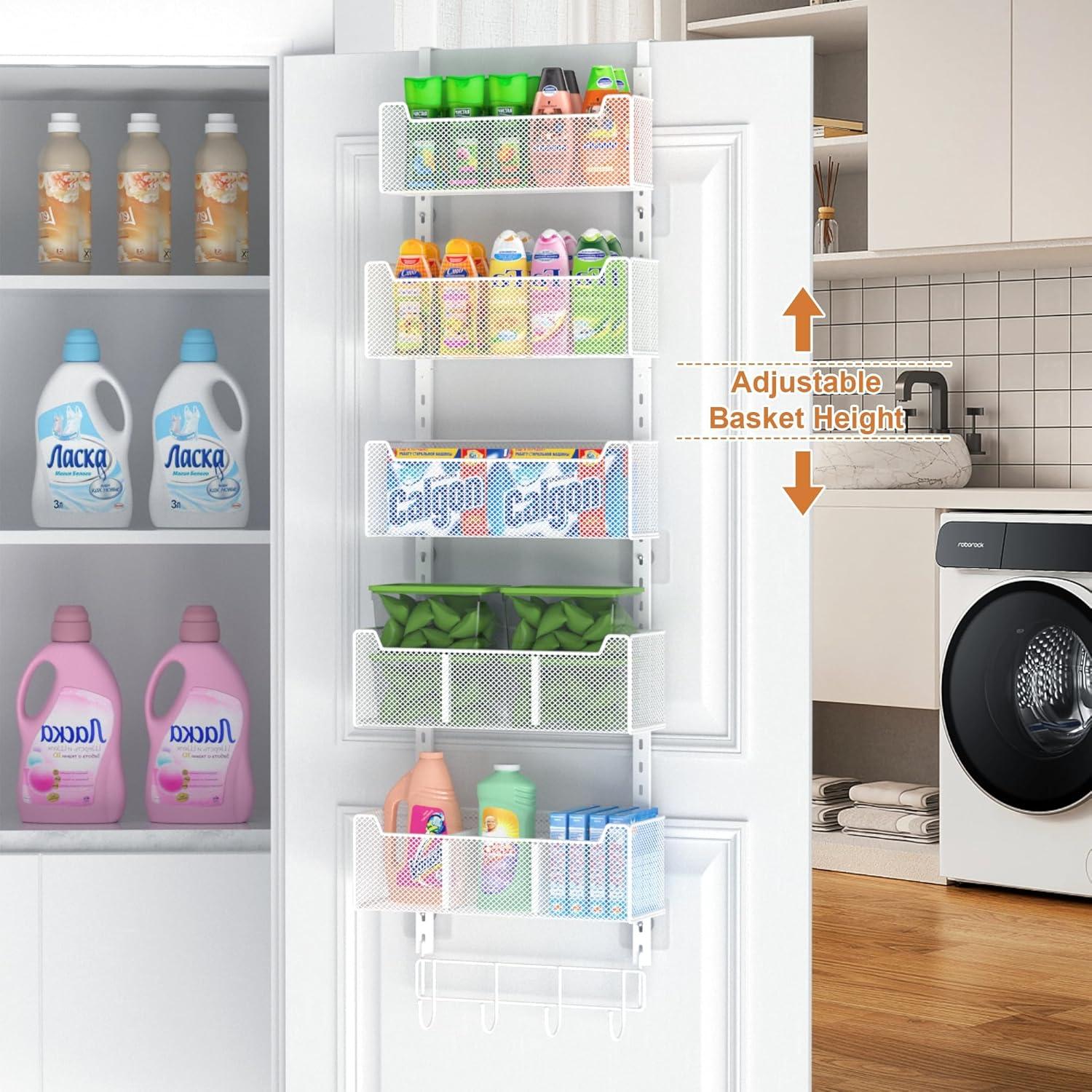 Organizador Sobre La Puerta VyGrow Metal 5 Cestas Ajustables Blanco