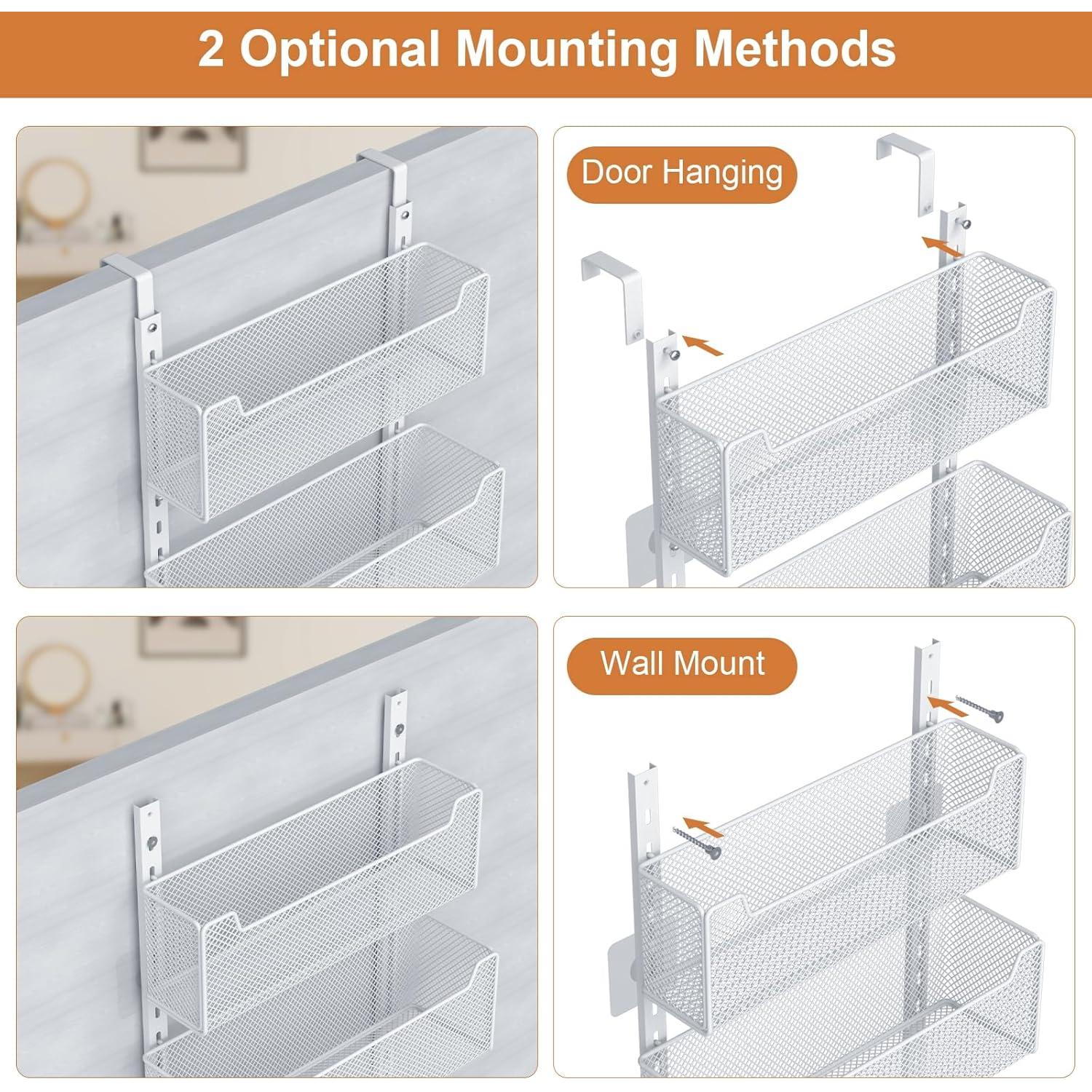 Organizador Sobre La Puerta VyGrow Metal 5 Cestas Ajustables Blanco