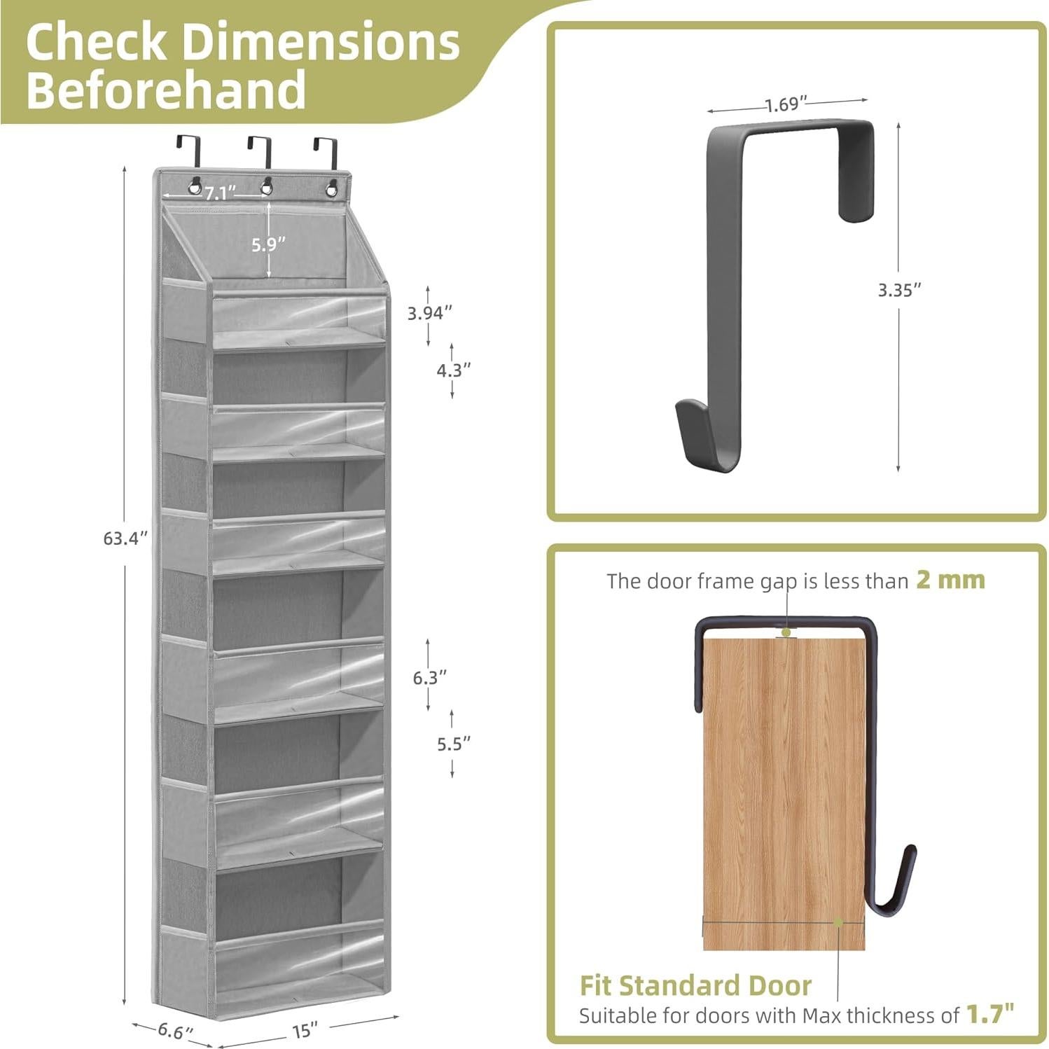Organizador de Puerta STORAGEIDEAS 6 Bolsillos Gris 161 cm