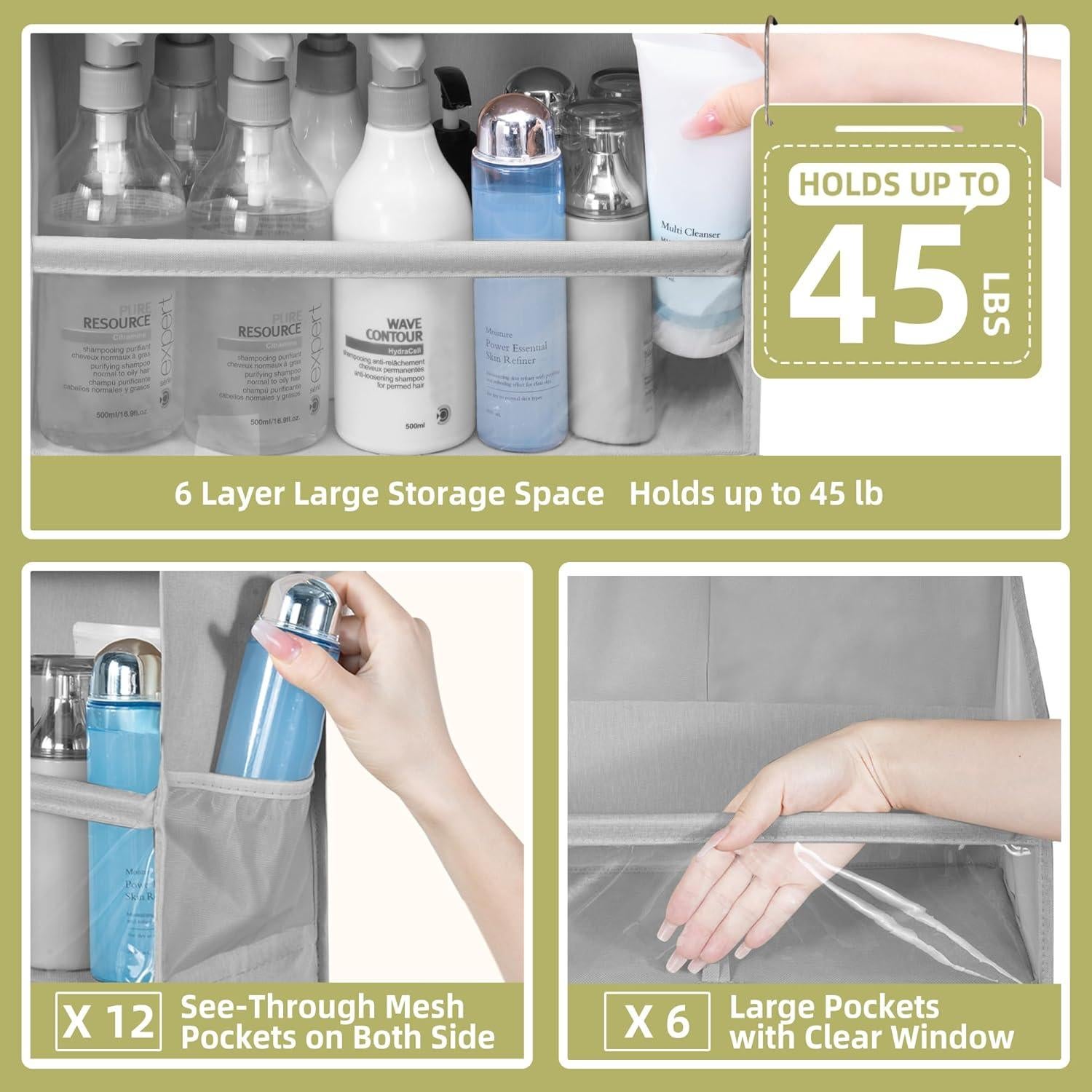 Organizador de Puerta STORAGEIDEAS 6 Bolsillos Gris 161 cm