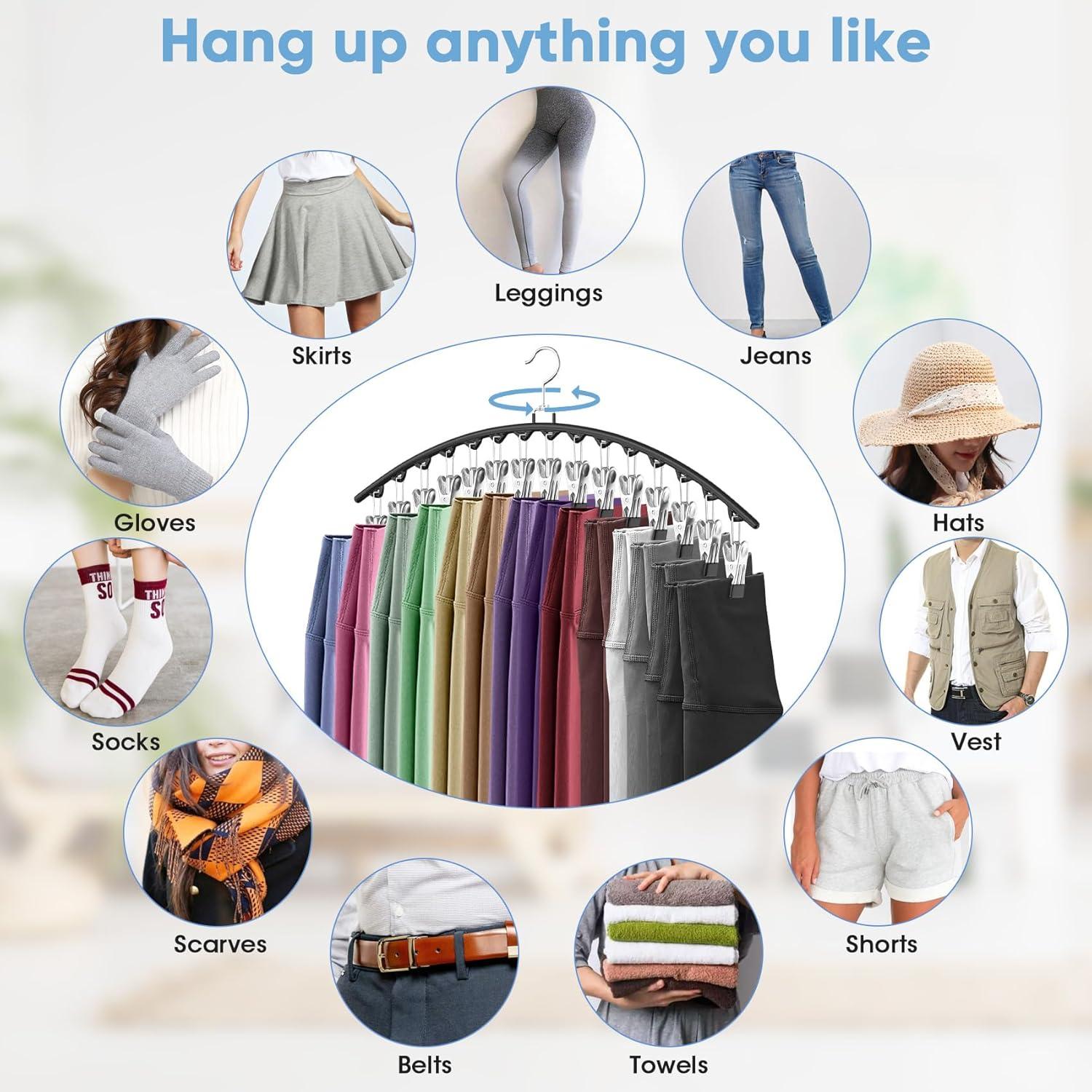 Organizador de Leggings Besslly - Paquete de 3 Perchas con 15 Clips