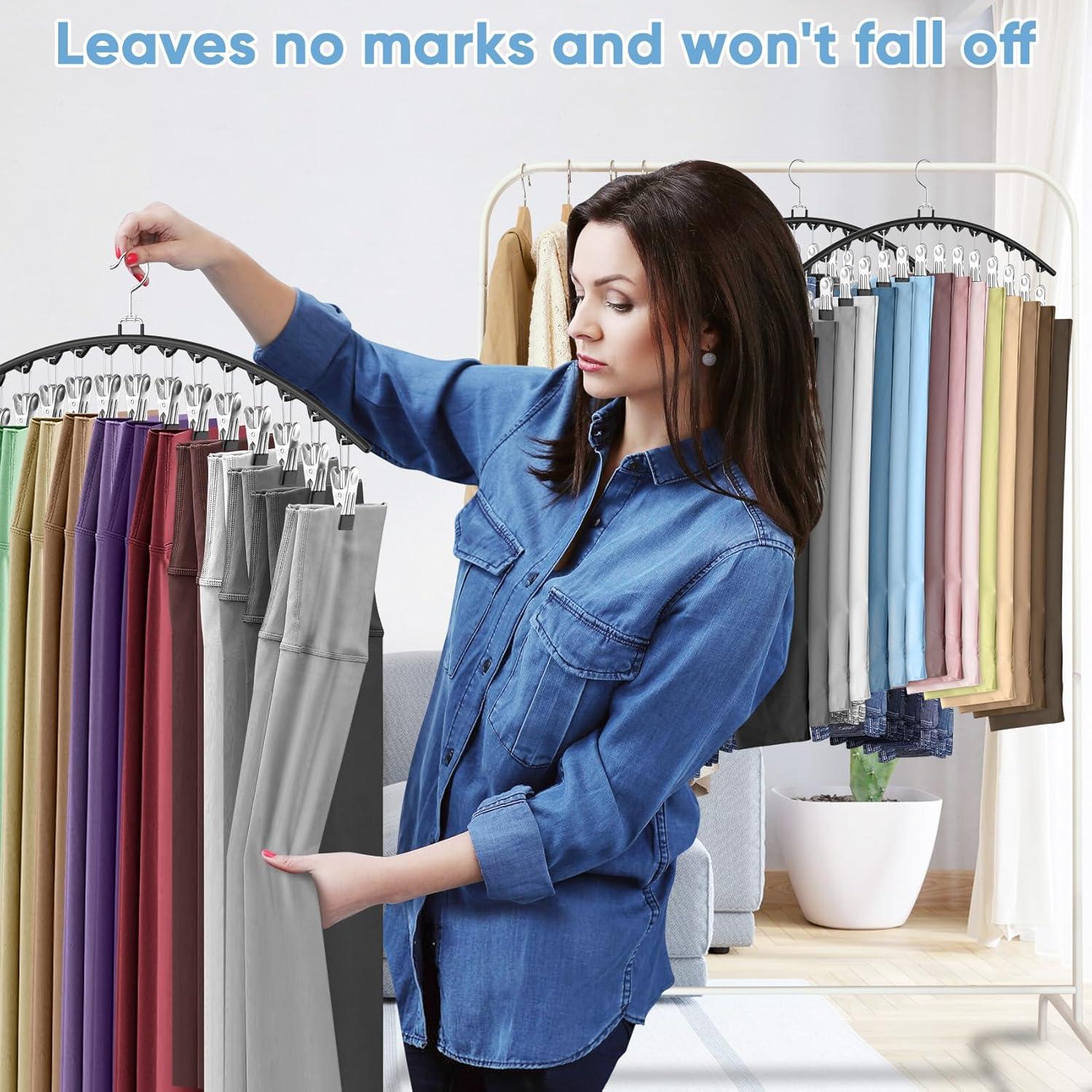 Organizador de Leggings Besslly - Paquete de 3 Perchas con 15 Clips