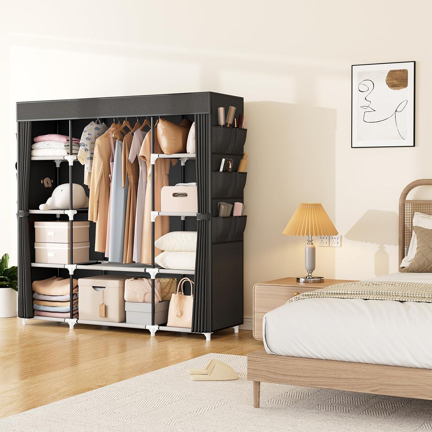 Armario Portátil VTRIN Negro 145.6x39.1x162.6 cm 10 Estantes