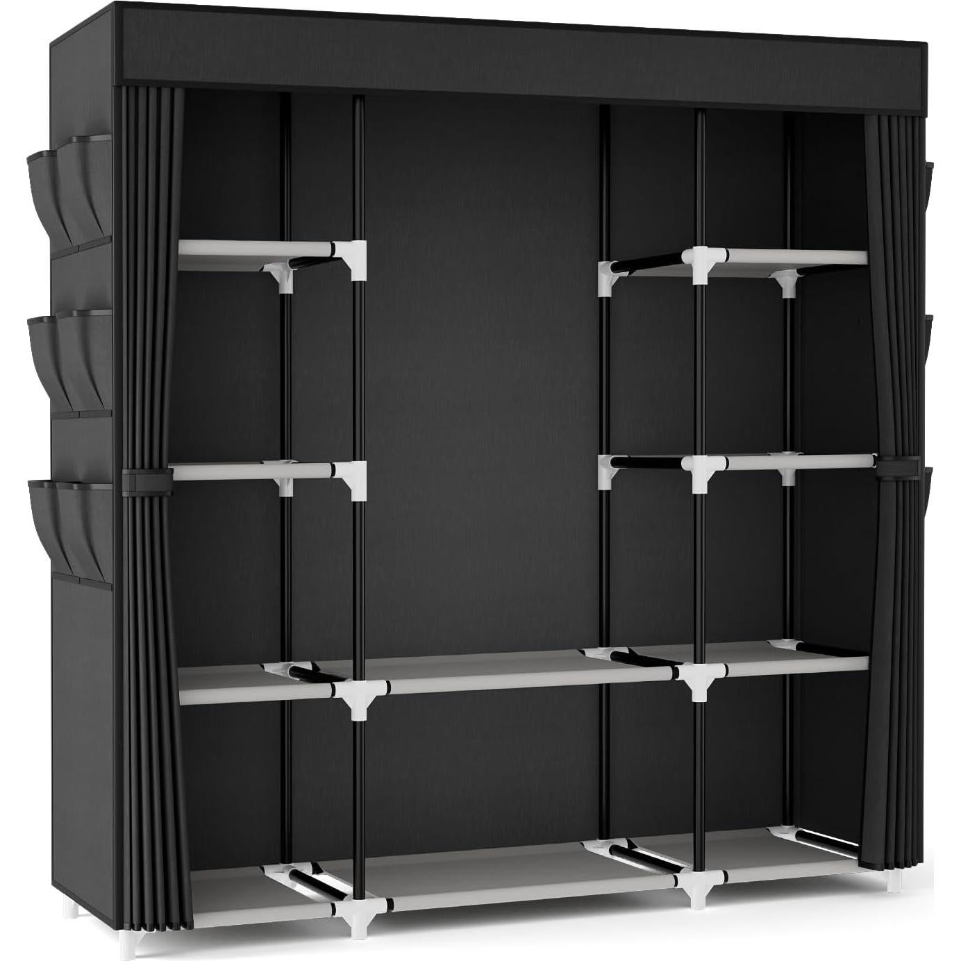 Armario Portátil VTRIN Negro 145.6x39.1x162.6 cm 10 Estantes