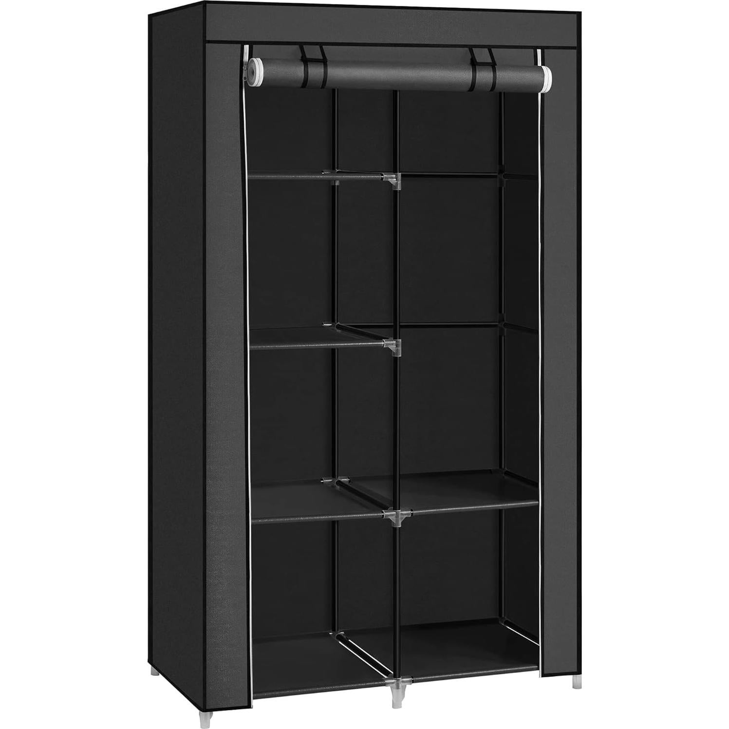 Armario Portátil SONGMICS Negro 88x45x168 cm 6 Estantes