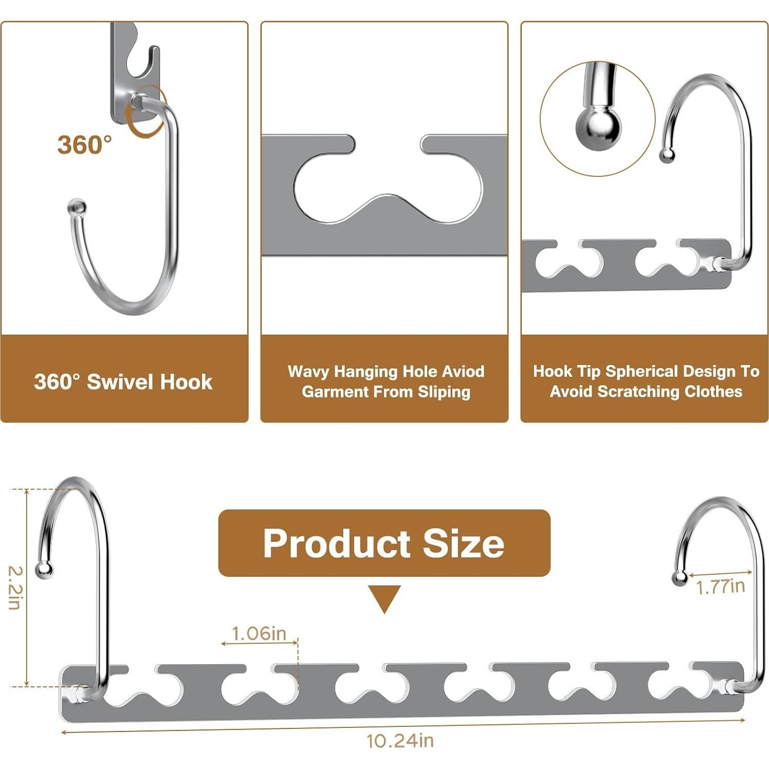 Perchas de Metal Sindax Ahorra Espacio 6 Piezas 25.4 cm