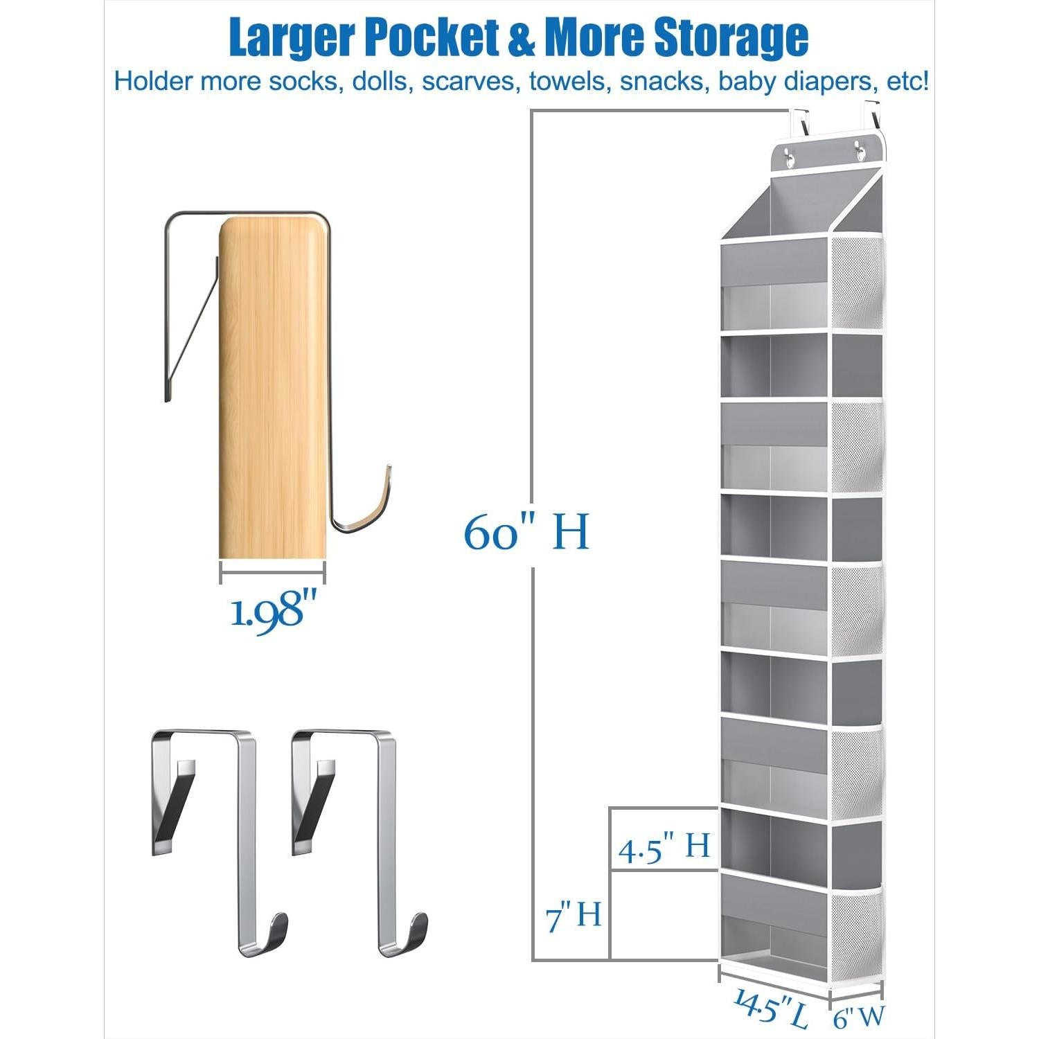 Organizador Colgante Hioya sobre la Puerta con 5 Estantes y 10 Bolsillos