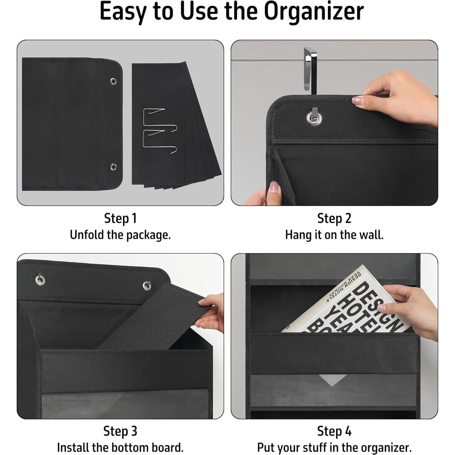 Organizador Colgante Giraffe Creation 4 Bolsillos Negro