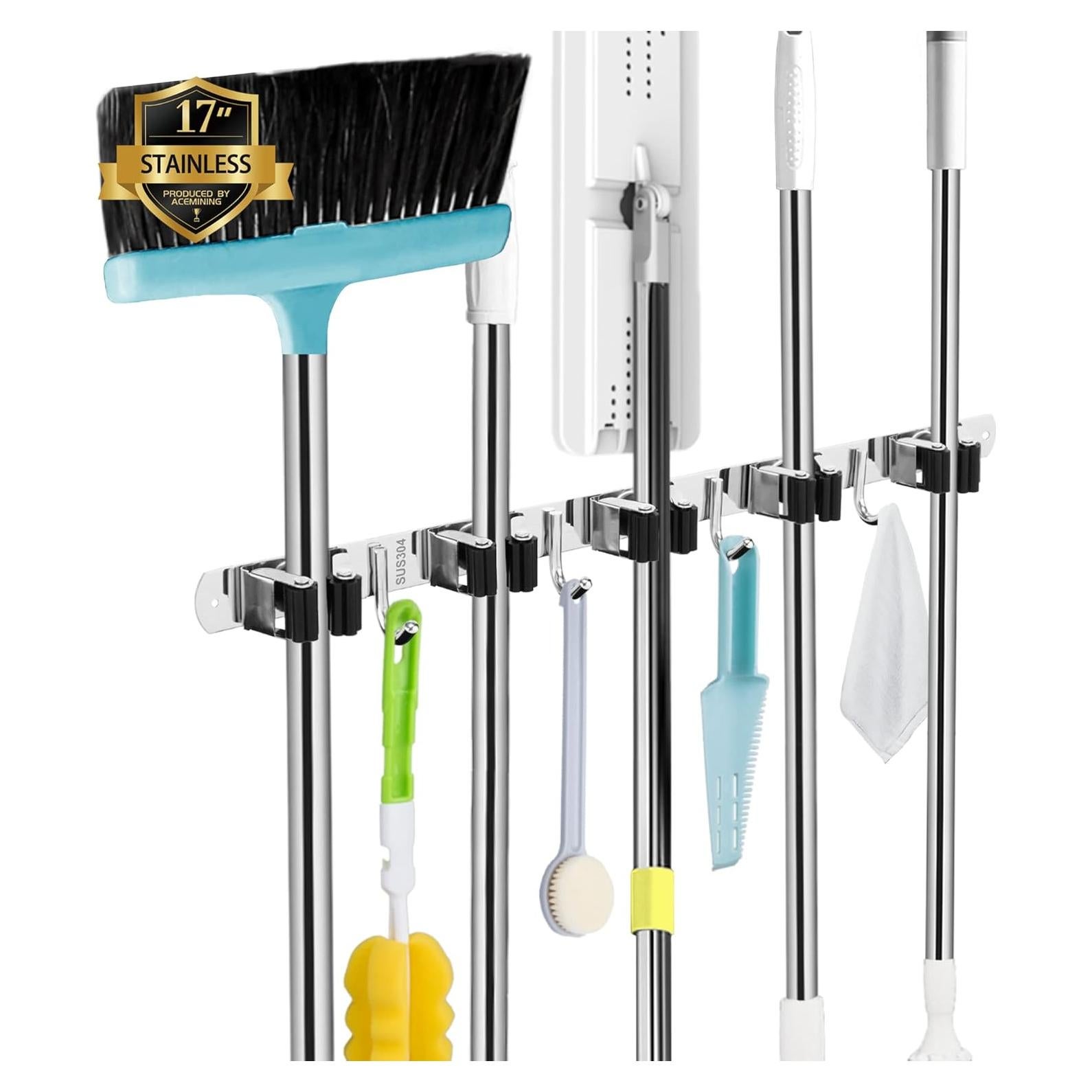 Soporte de Escoba y Mopa AceMining 5 Estantes 4 Ganchos