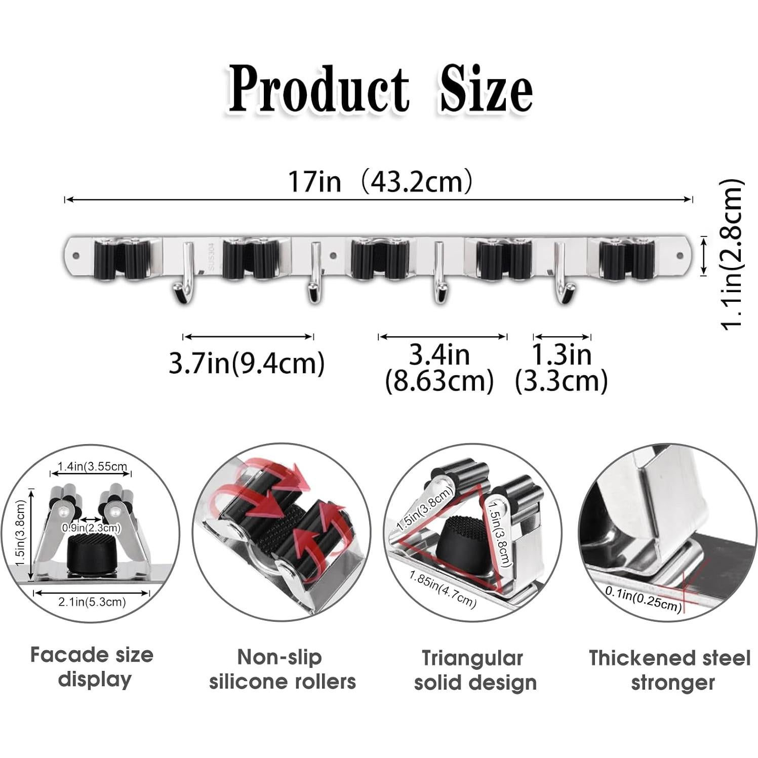 Soporte de Escoba y Mopa AceMining 5 Estantes 4 Ganchos