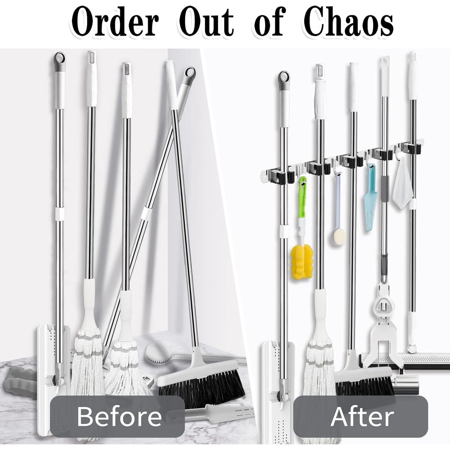 Soporte de Escoba y Mopa AceMining 5 Estantes 4 Ganchos