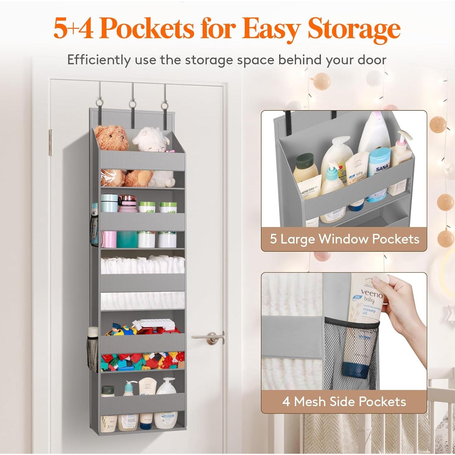 Organizador Colgante sobre la Puerta Lifewit 5 Estantes Gris Claro