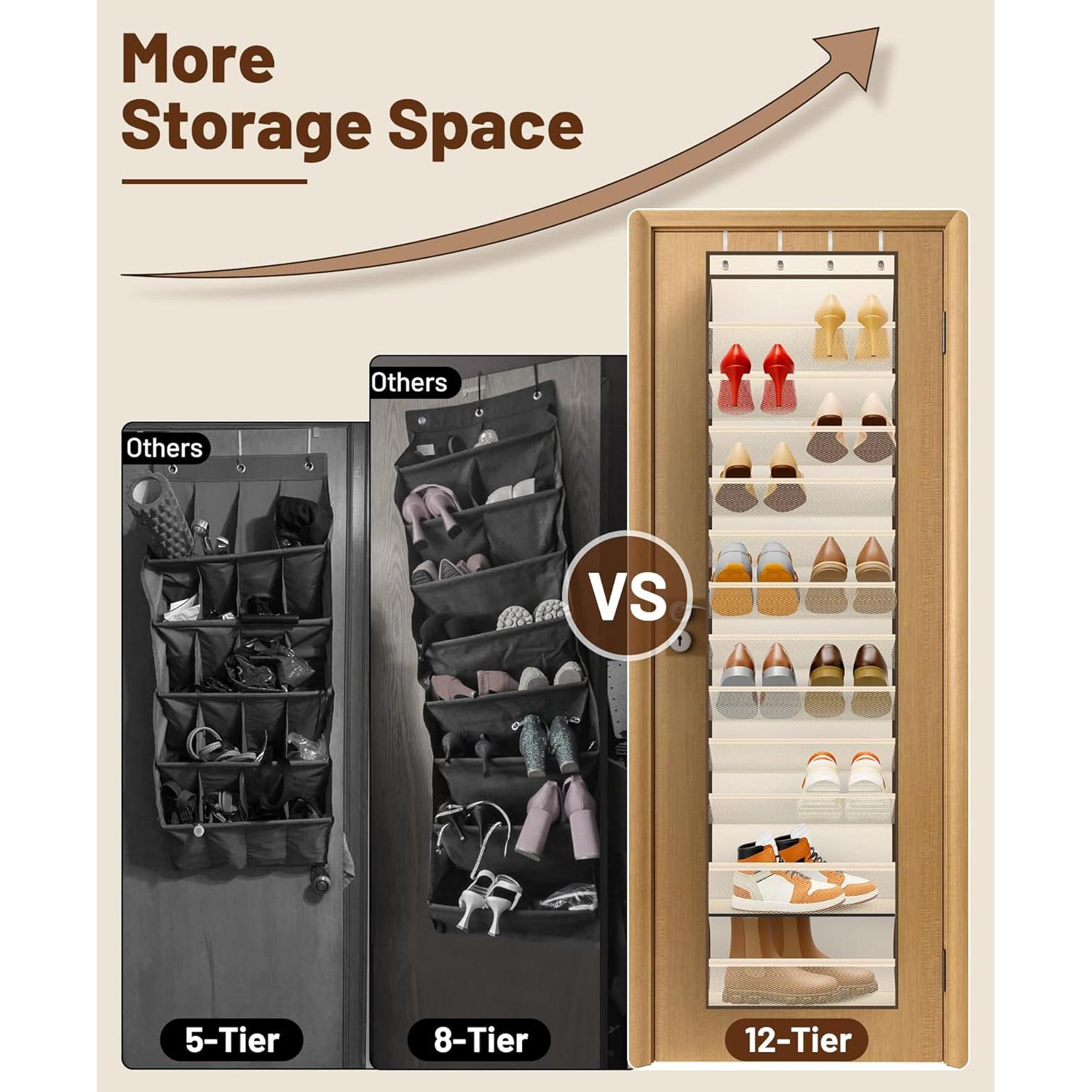 Organizador de Zapatos sobre la Puerta MISSLO 12 Niveles Beige