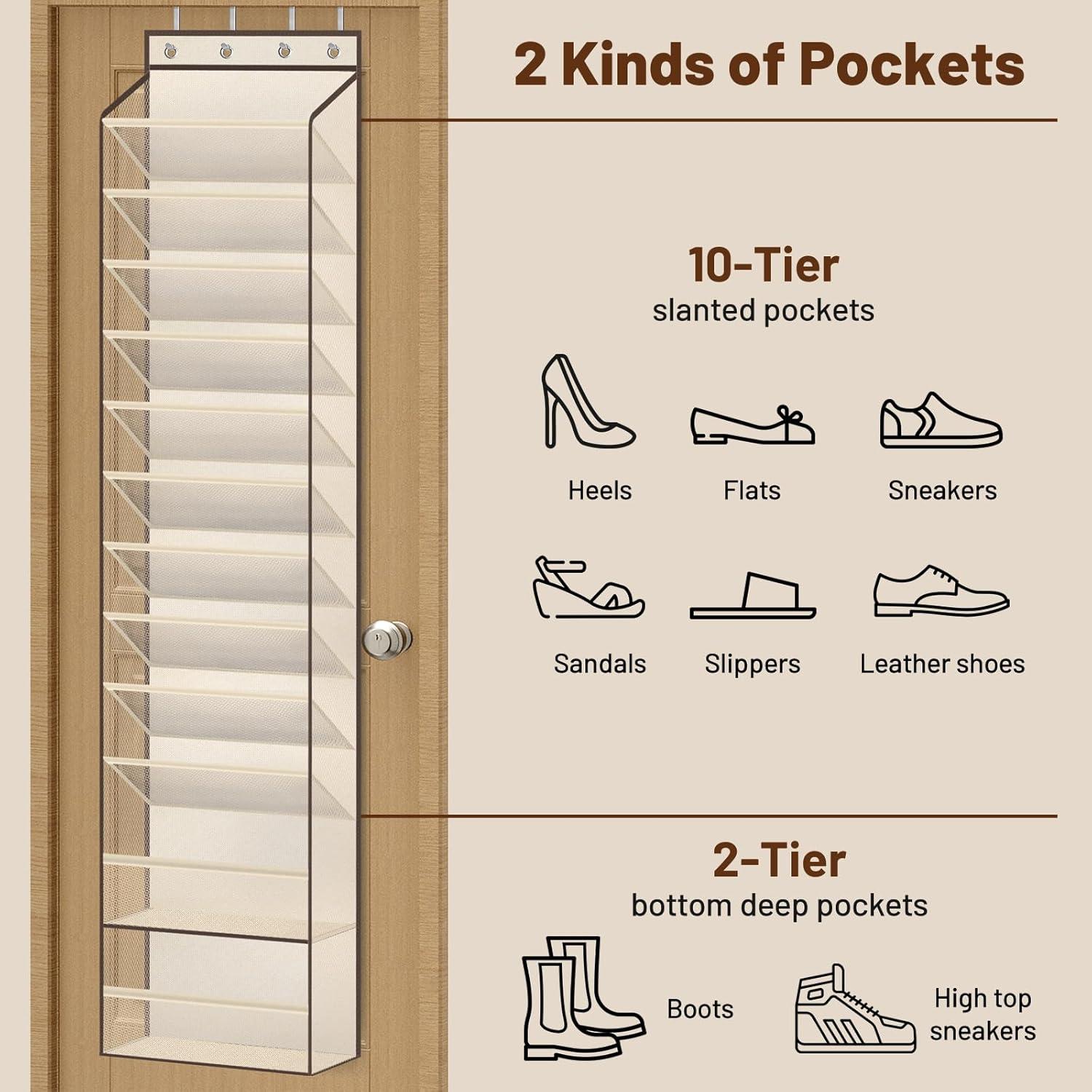 Organizador de Zapatos sobre la Puerta MISSLO 12 Niveles Beige