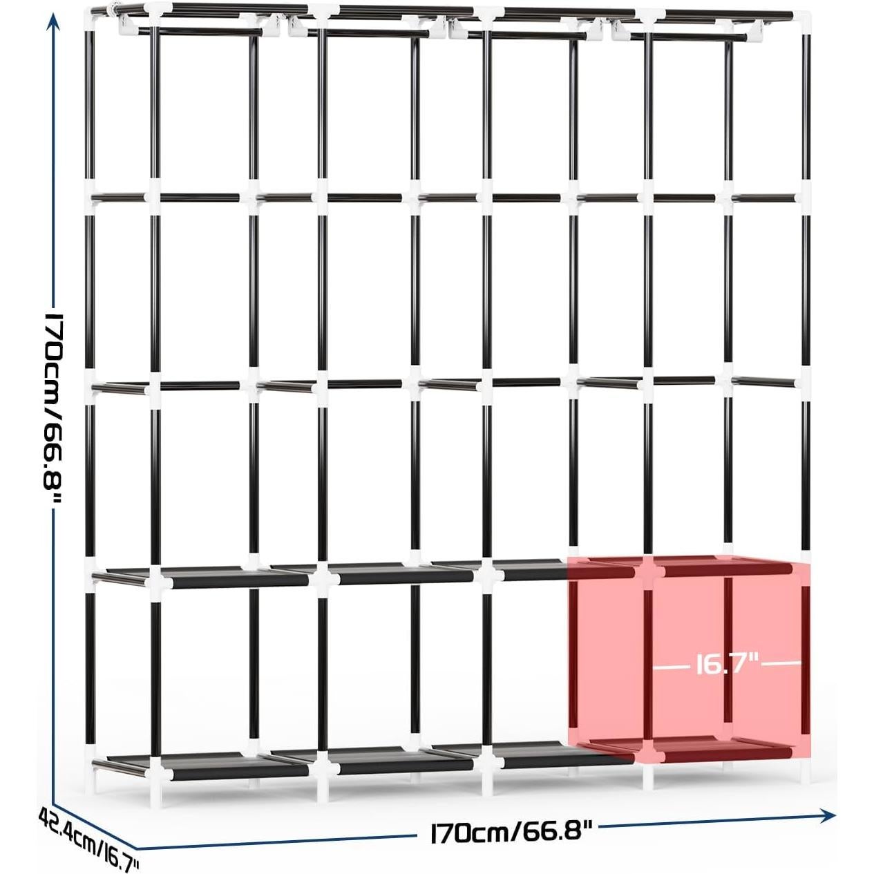 Organizador de Ropa Mavivegue Armario Portátil Negro 170.2x45.7x167.6cm