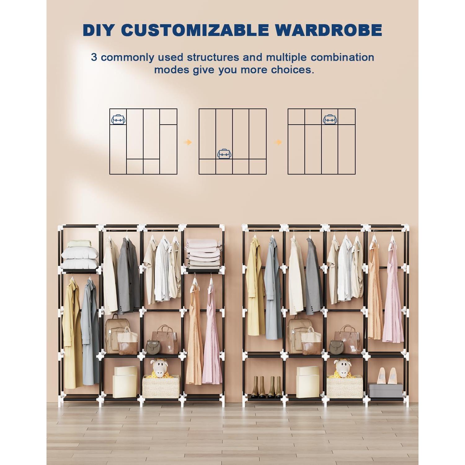 Organizador de Ropa Mavivegue Armario Portátil Negro 170.2x45.7x167.6cm