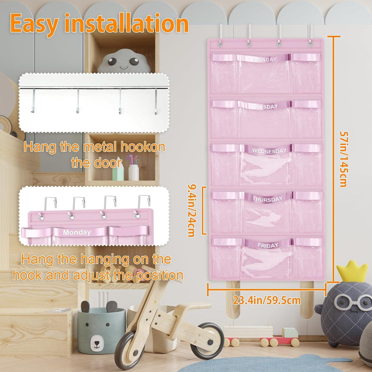 Organizador de Ropa Colgante Semanal VERONLY Rosa 145 cm