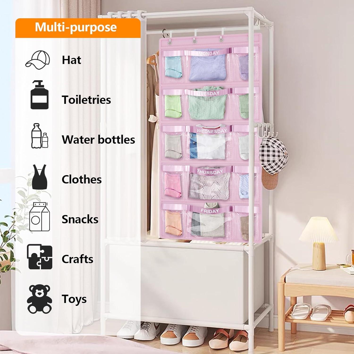 Organizador de Ropa Colgante Semanal VERONLY Rosa 145 cm