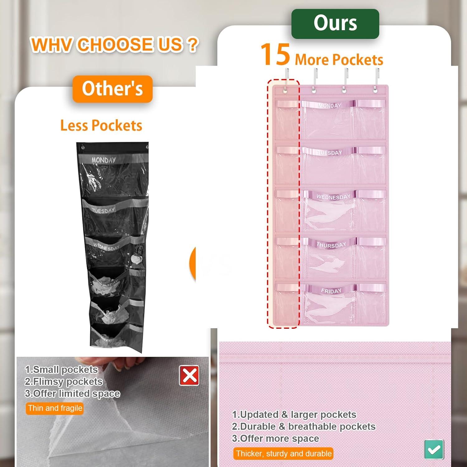 Organizador de Ropa Colgante Semanal VERONLY Rosa 145 cm