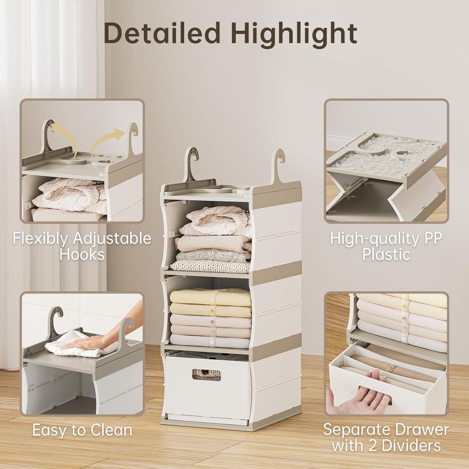 Estante Colgante HAIXIN de Plástico 3 Niveles con Cajón