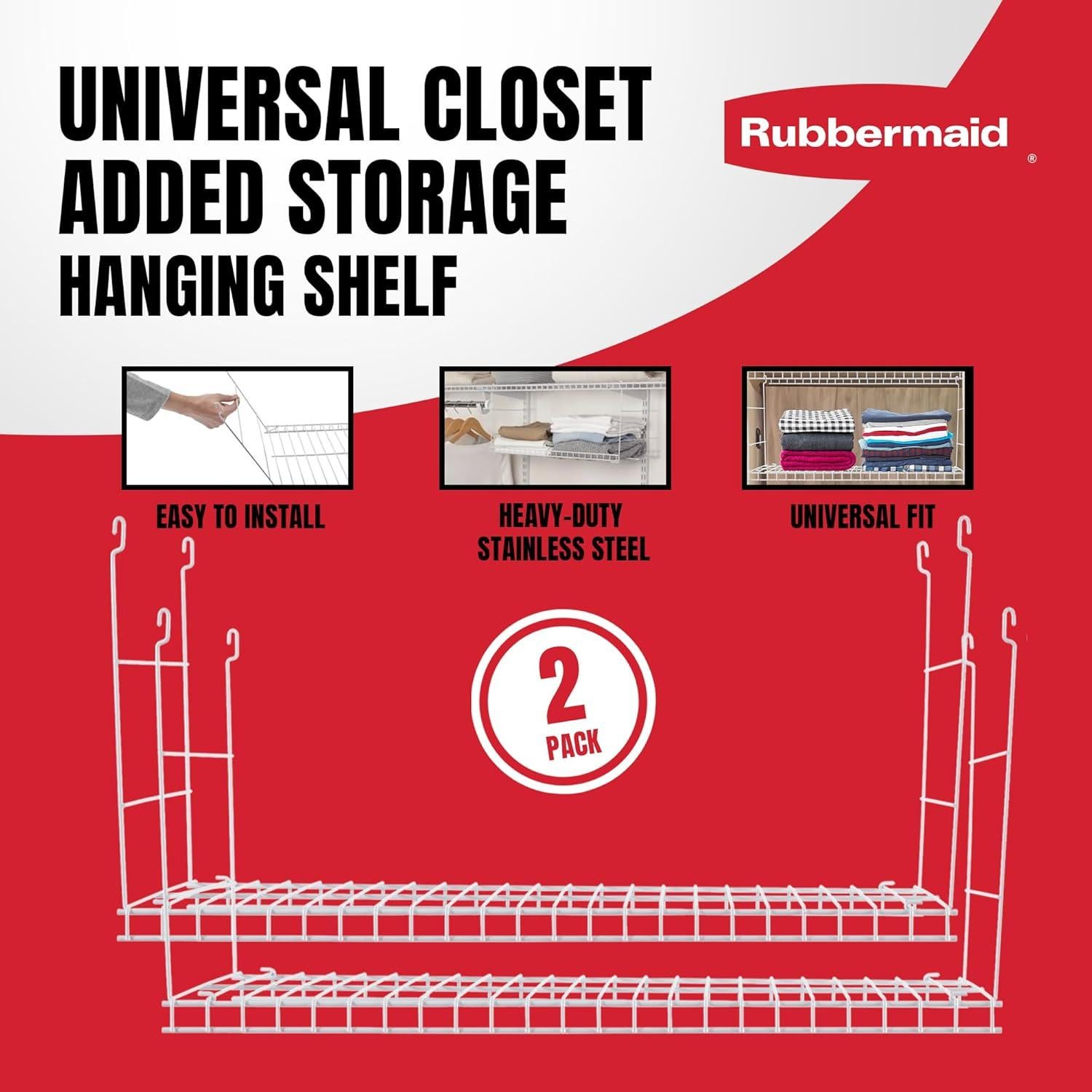 Estante Colgante Rubbermaid de Alambre 61 cm - 2 Paquete Blanco