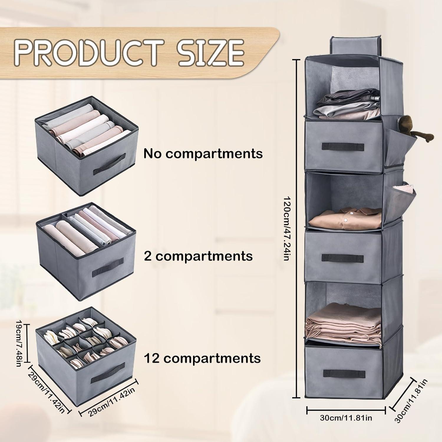 Organizador Colgante HOSTK de 6 Estantes y 3 Cajones Extraíbles