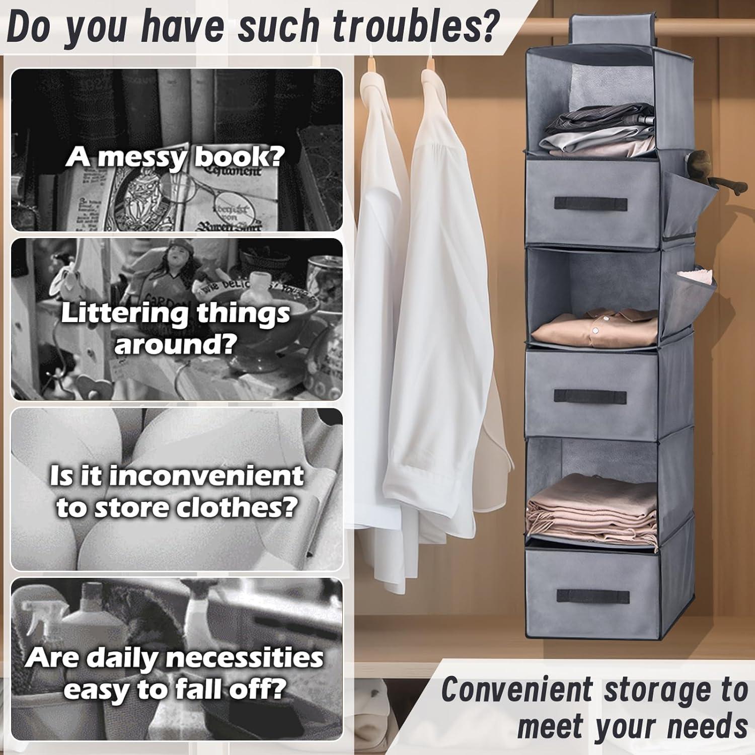 Organizador Colgante HOSTK de 6 Estantes y 3 Cajones Extraíbles