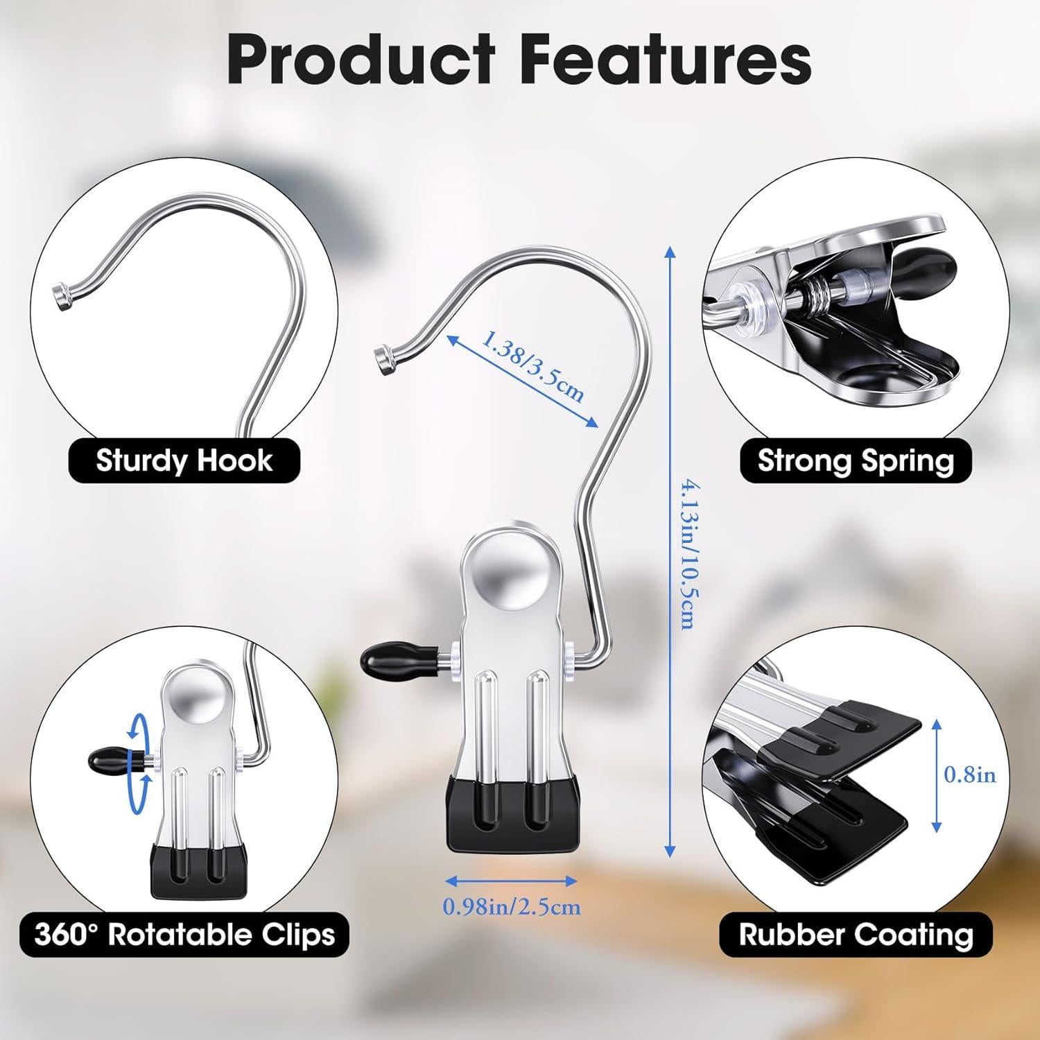 60 Clips para Colgar Botas Besslly - Organizador de Closet Plata