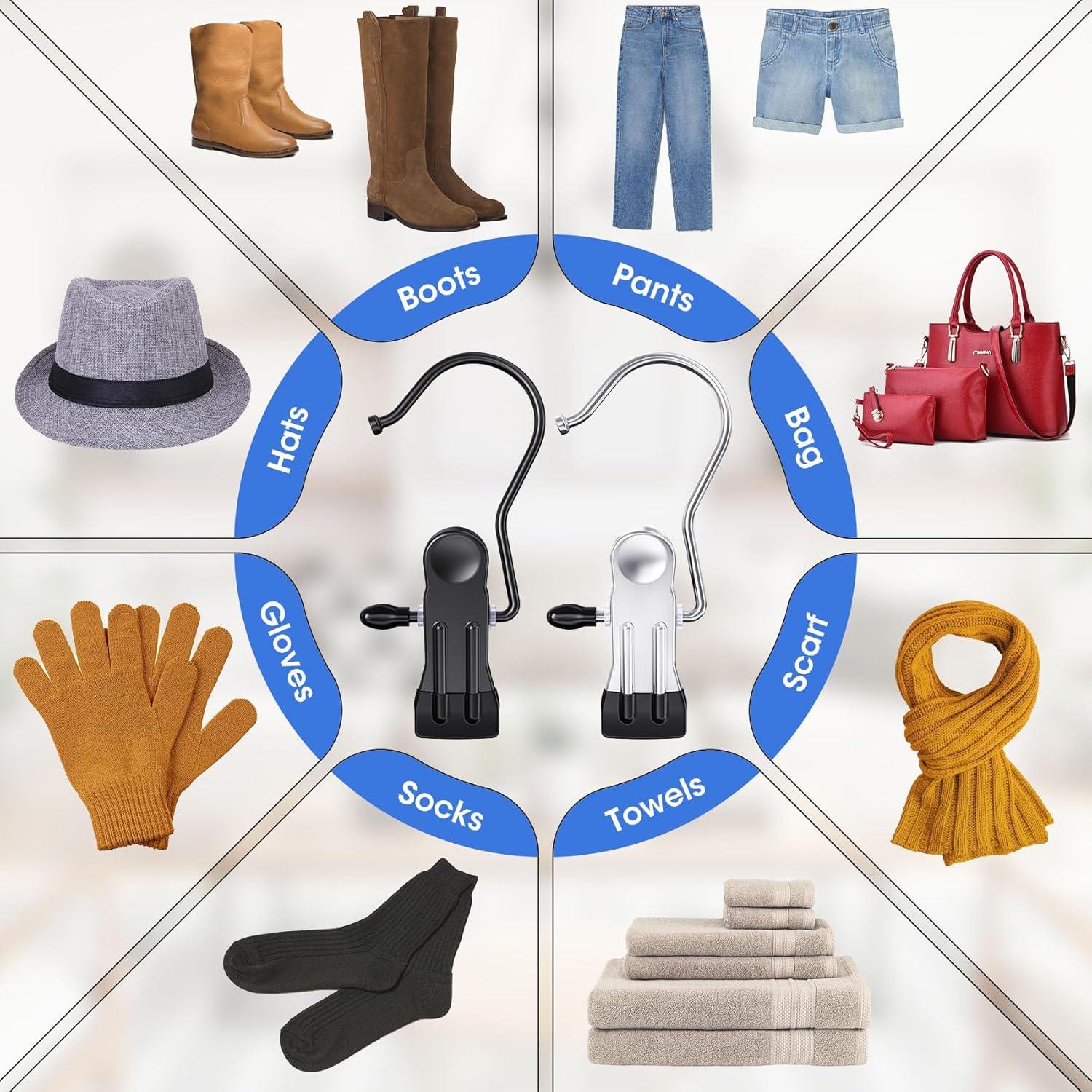 60 Clips para Colgar Botas Besslly - Organizador de Closet Plata