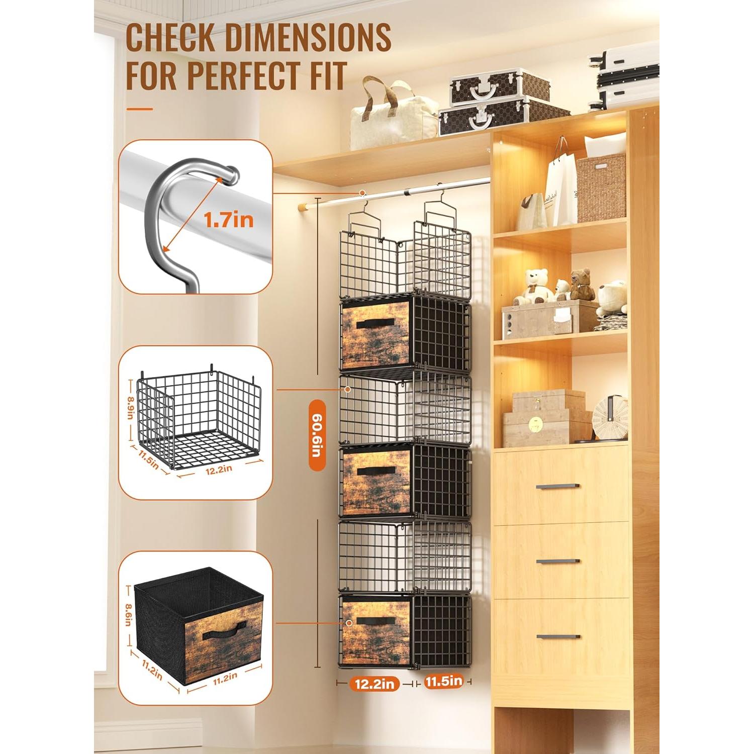 Organizador Colgante Orapoke Negro 6 Niveles con Cajones