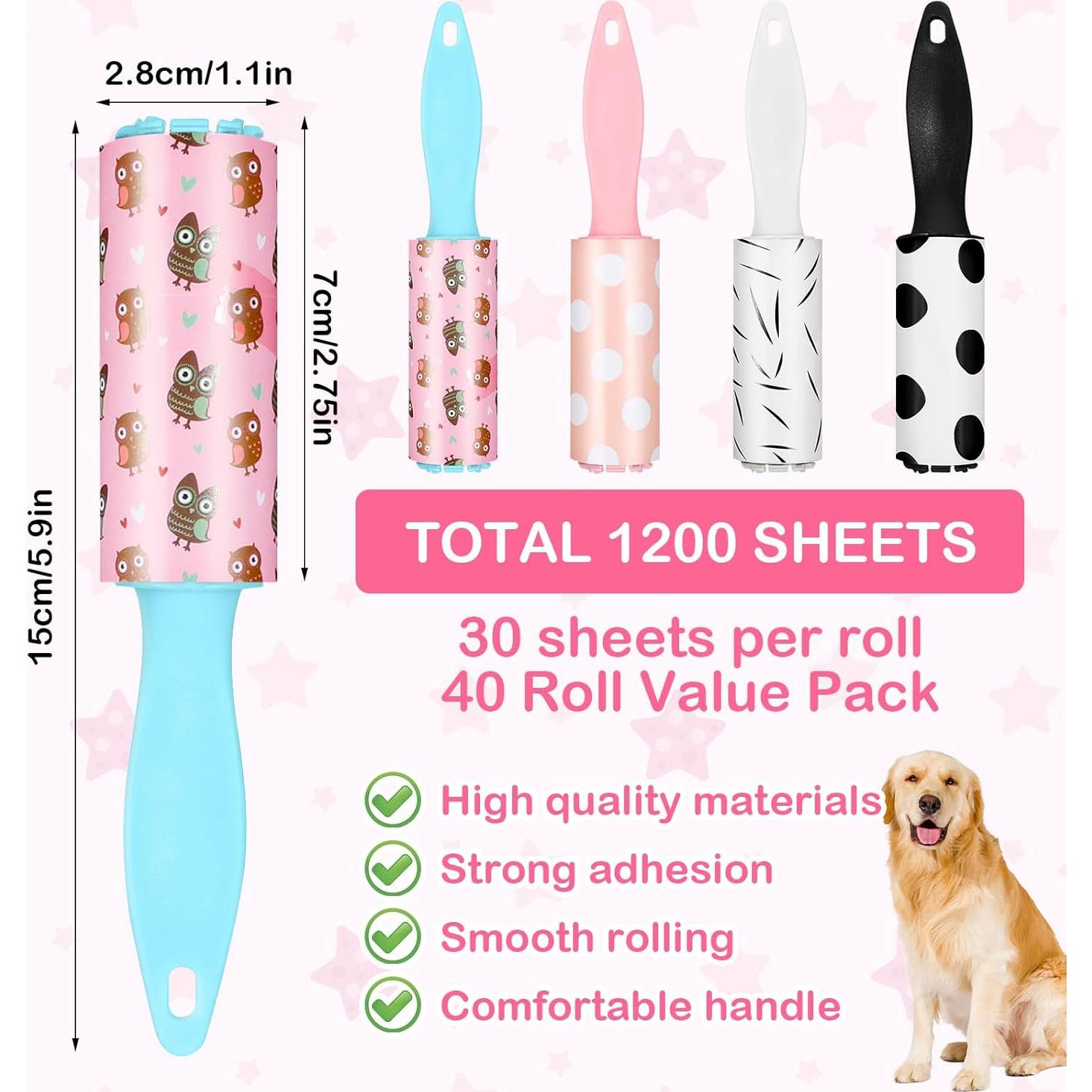 40 Mini Rodillos Quitapelusas Portátiles Meyeyaia 15x2.8cm