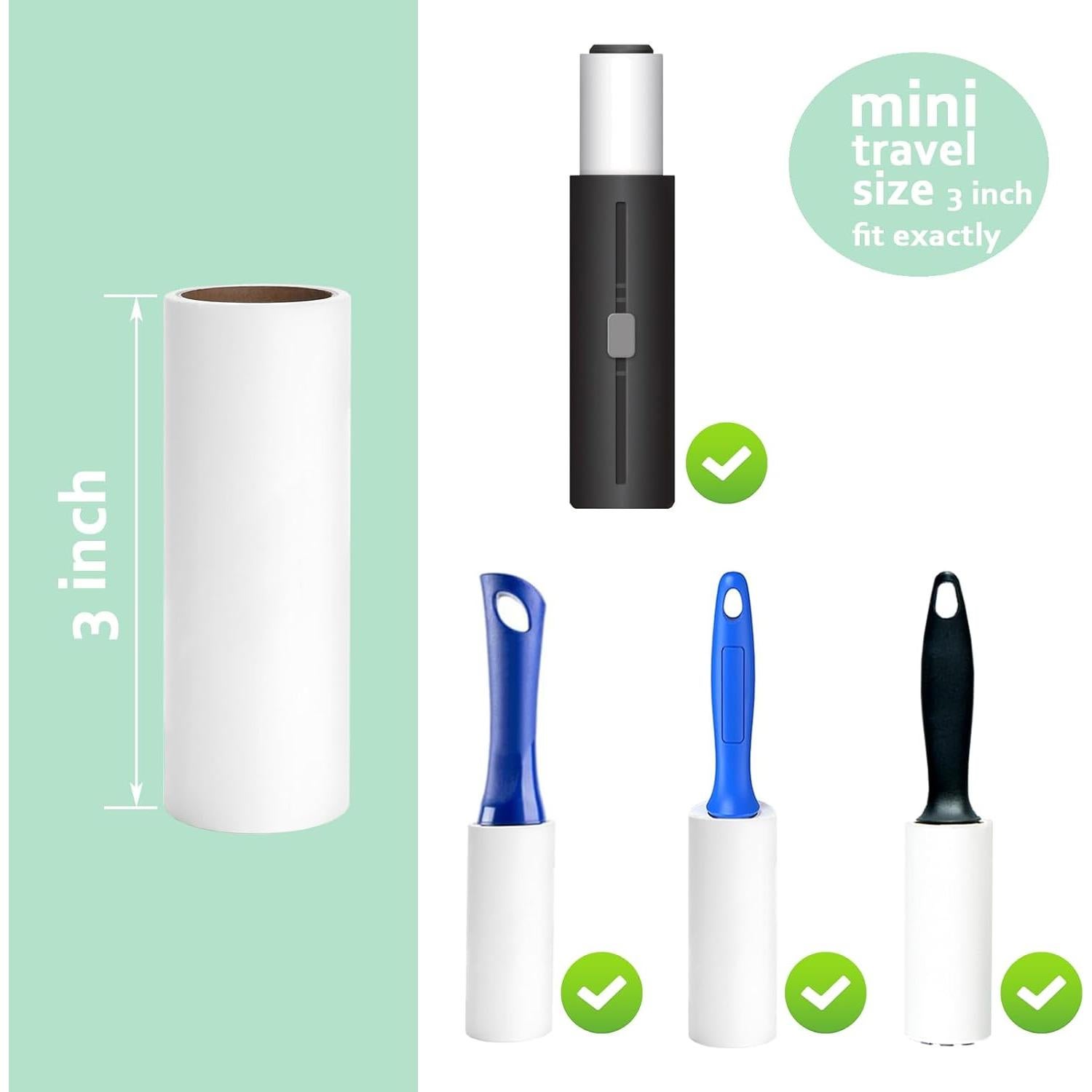 Rellenos de Rodillo Quitapelusas Mini MINGRACE 3" - 160 Hojas