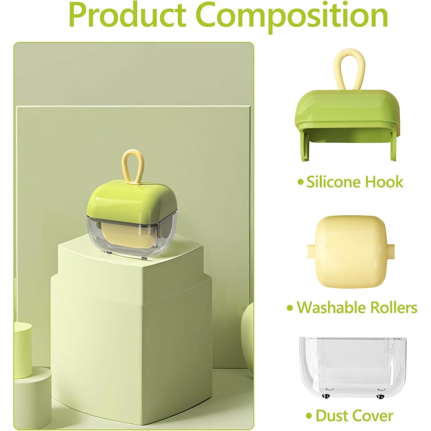 Rodillo de Pelusa Reutilizable DAECHAO Verde 2Pcs 4.39cm