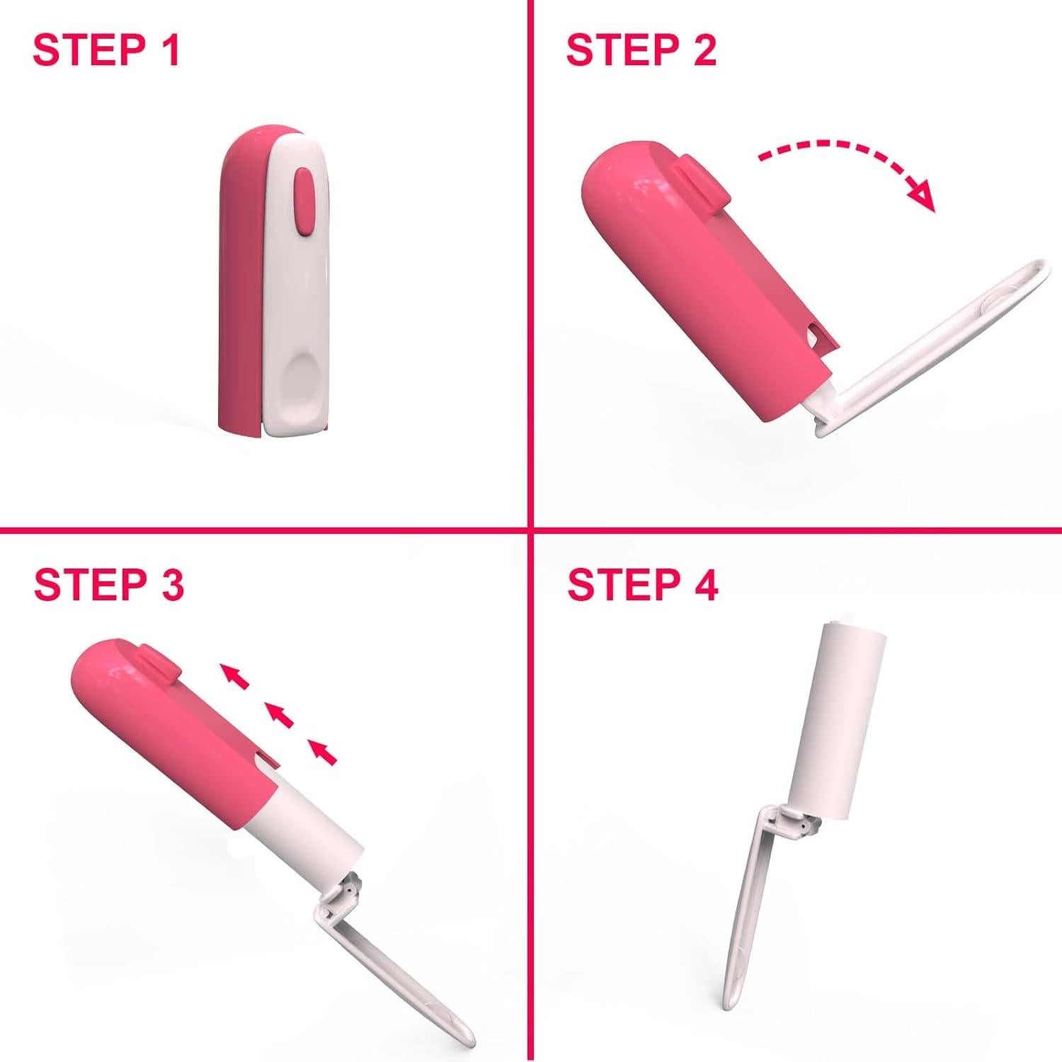 Rodillo Quitapelusas Portátil ROCKYGFI Mini Rosa 120 Hojas