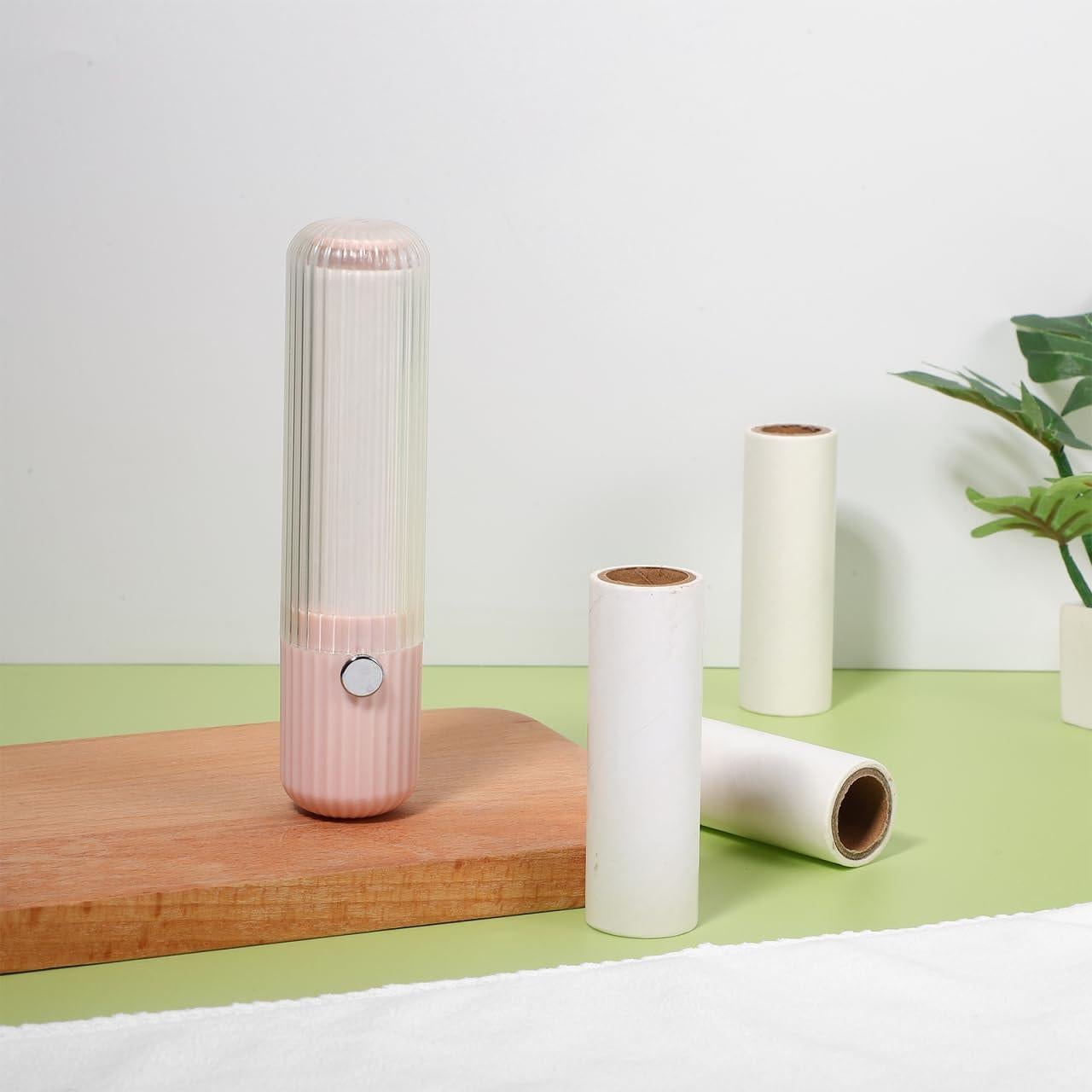 Rodillo Quitapelusas Portátil Minkissy Rosa 13.6cm Adhesivo Fuerte