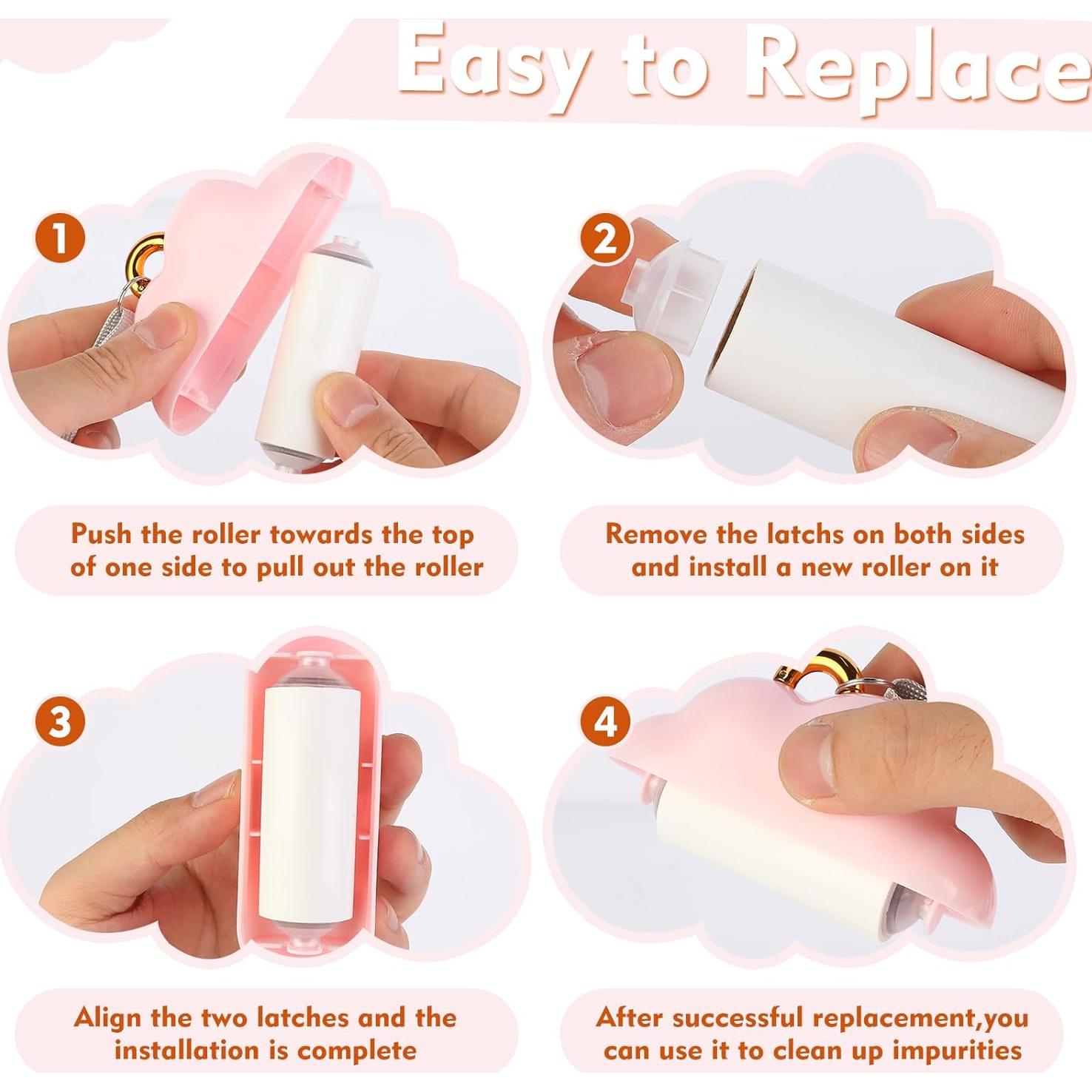 Rodillo Quitapelusas Nube Genérico 150 Hojas Rosa Portátil