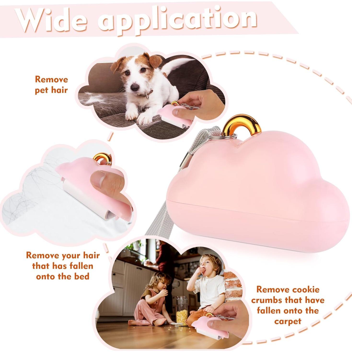 Rodillo Quitapelusas Nube Genérico 150 Hojas Rosa Portátil