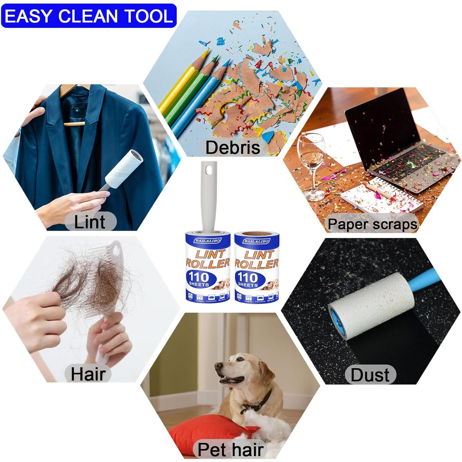 Rodillo para Pelusa BAILALIBO con 220 Hojas Extra Pegajosas