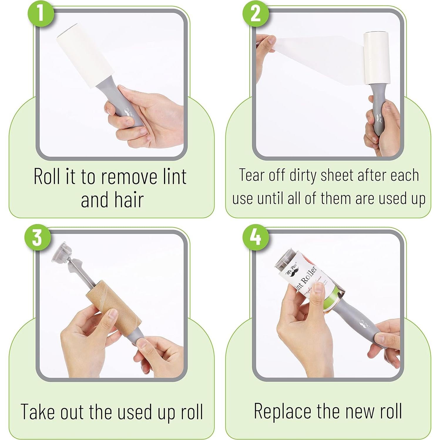 Rodillo para Pelusa Mr. Pen con 3 Recargas - 270 Hojas