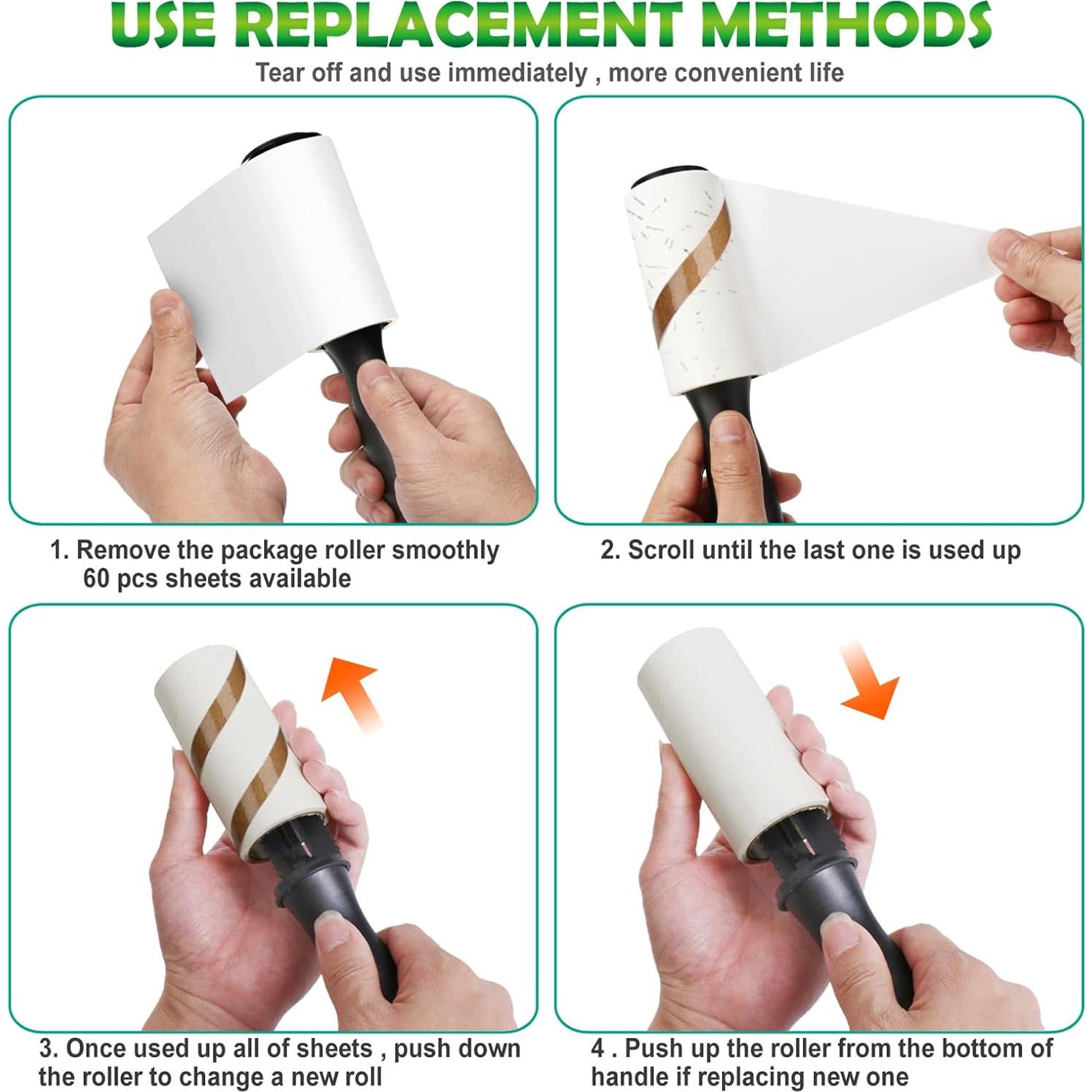 Rodillo Adhesivo Extra Pegajoso YicoGomo - 4 Mangos + 8 Recargas