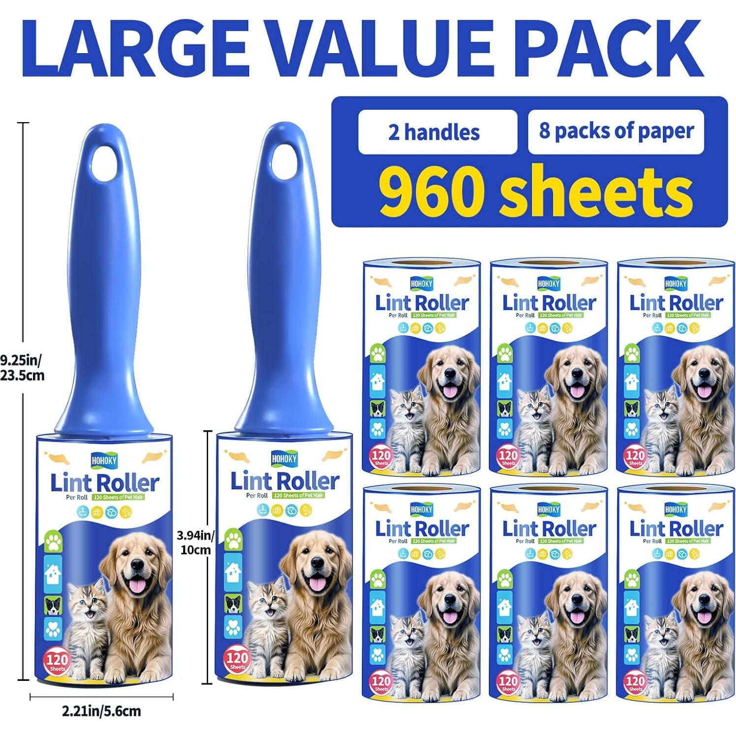 Rodillos para Pelusa Premium 960 Hojas 2 Mangos Alta Resistencia